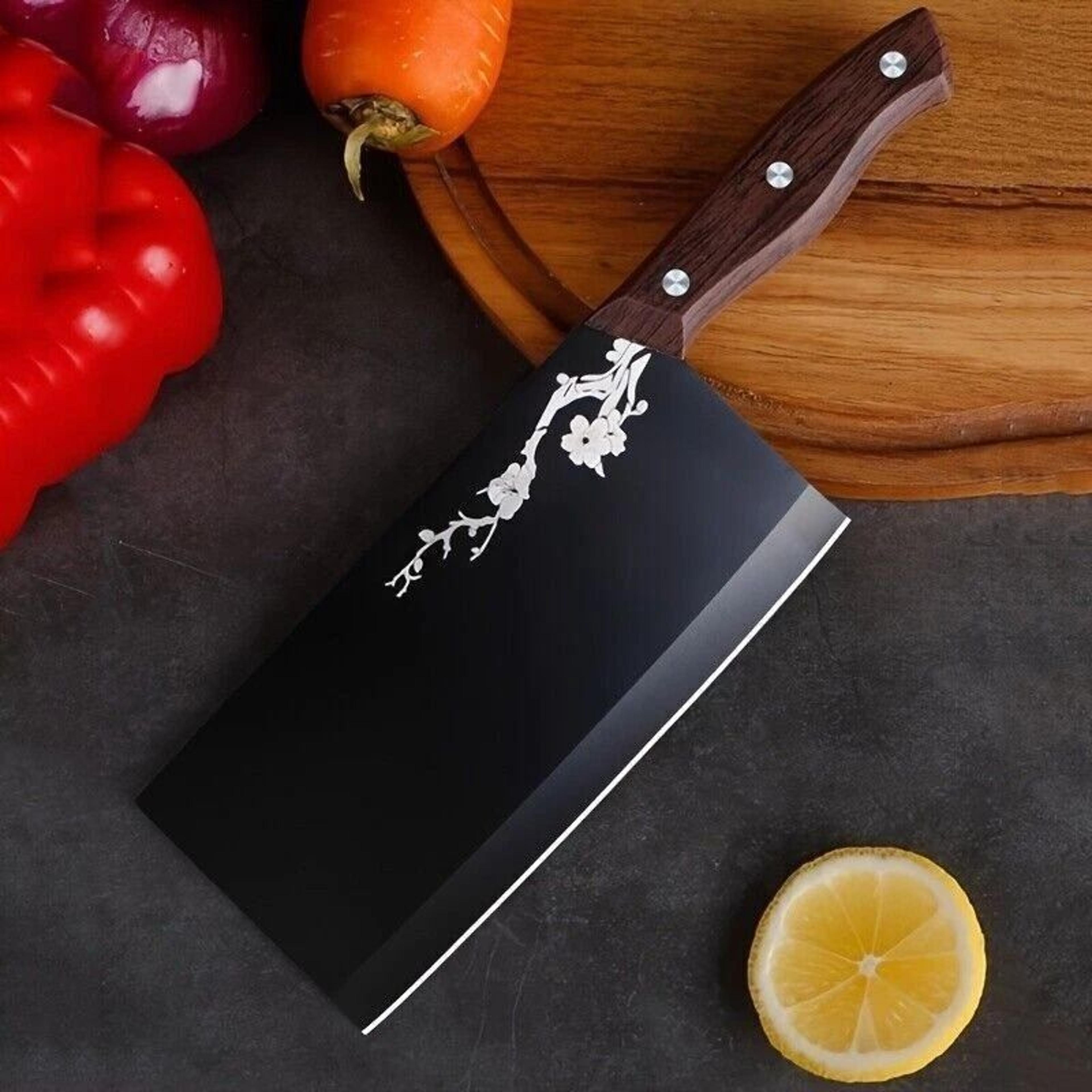 heavy duty meat cleaver knife with razor sharp stainless steel blade