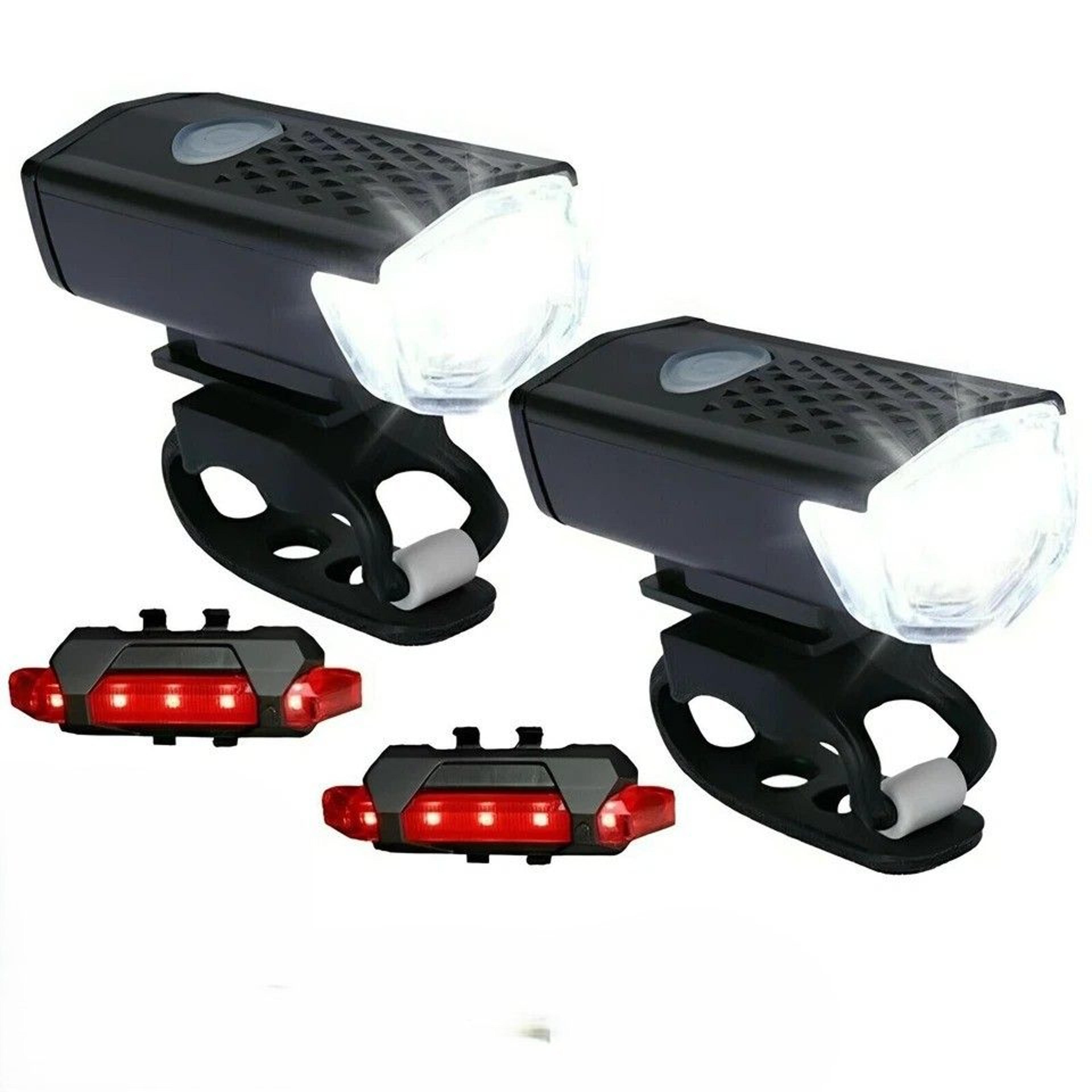 usb rechargeable led bike light set front and rear safety lights