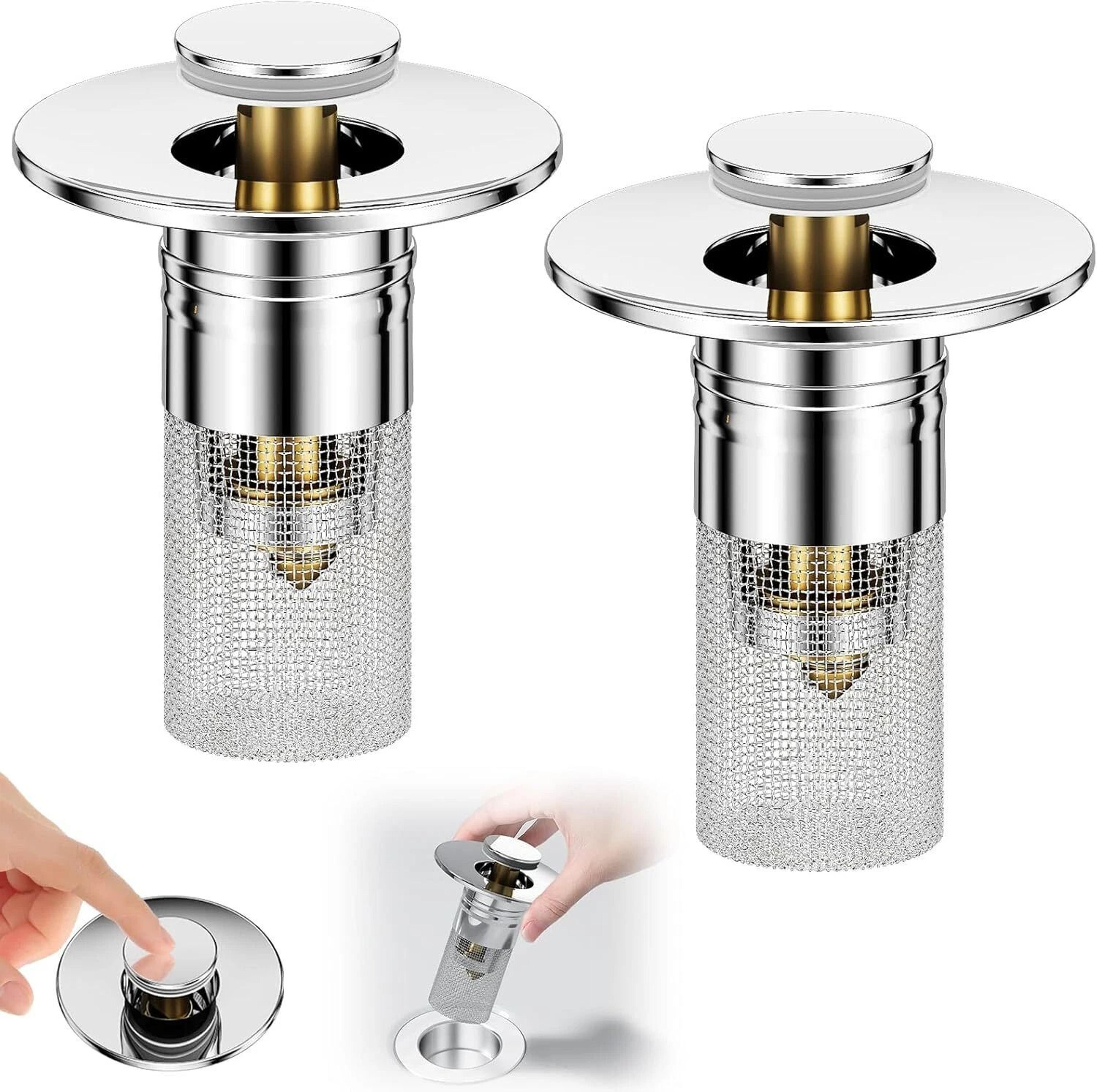 bathroom sink stopper with hair catcher and pop up drain strainer
