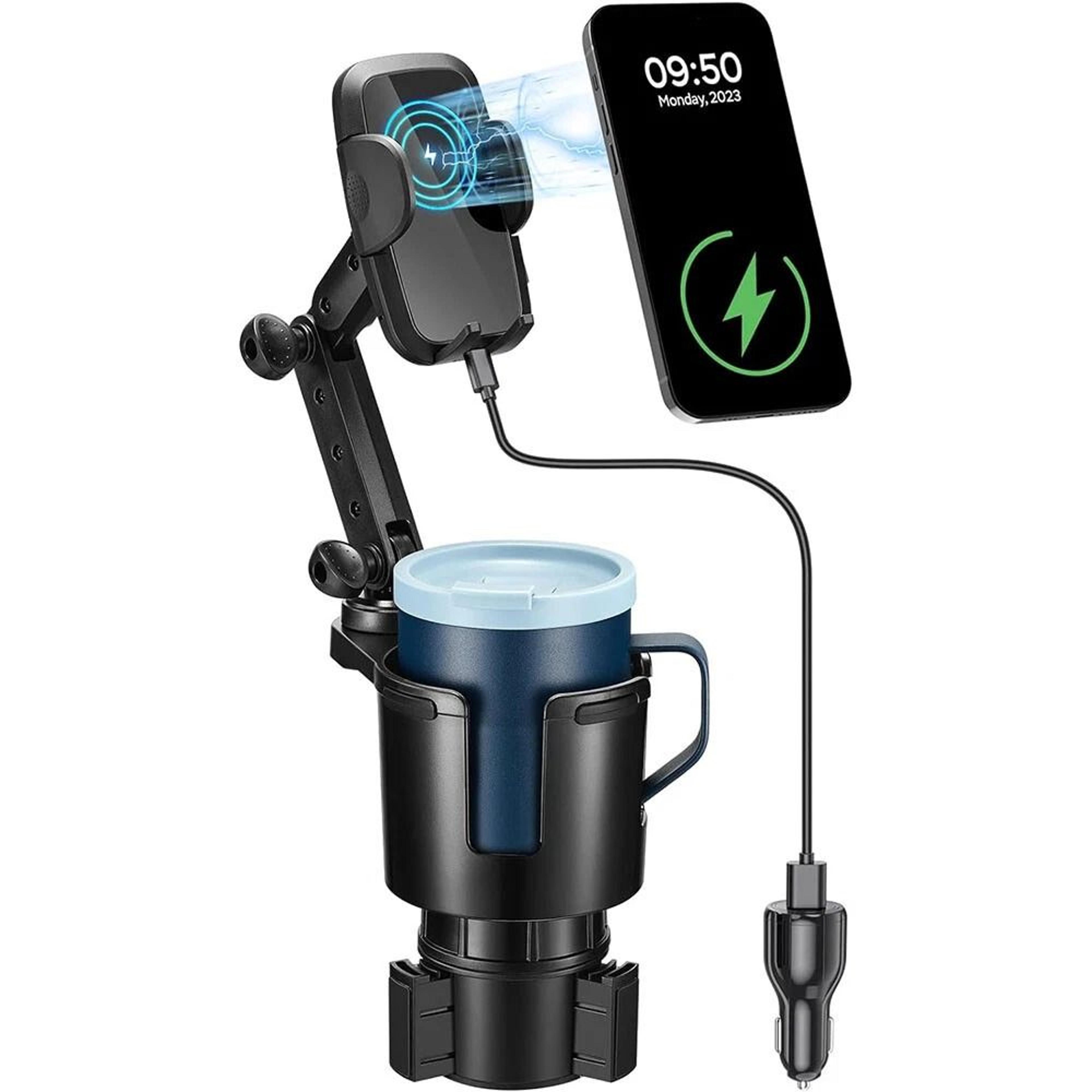 car wireless charger cup holder phone mount