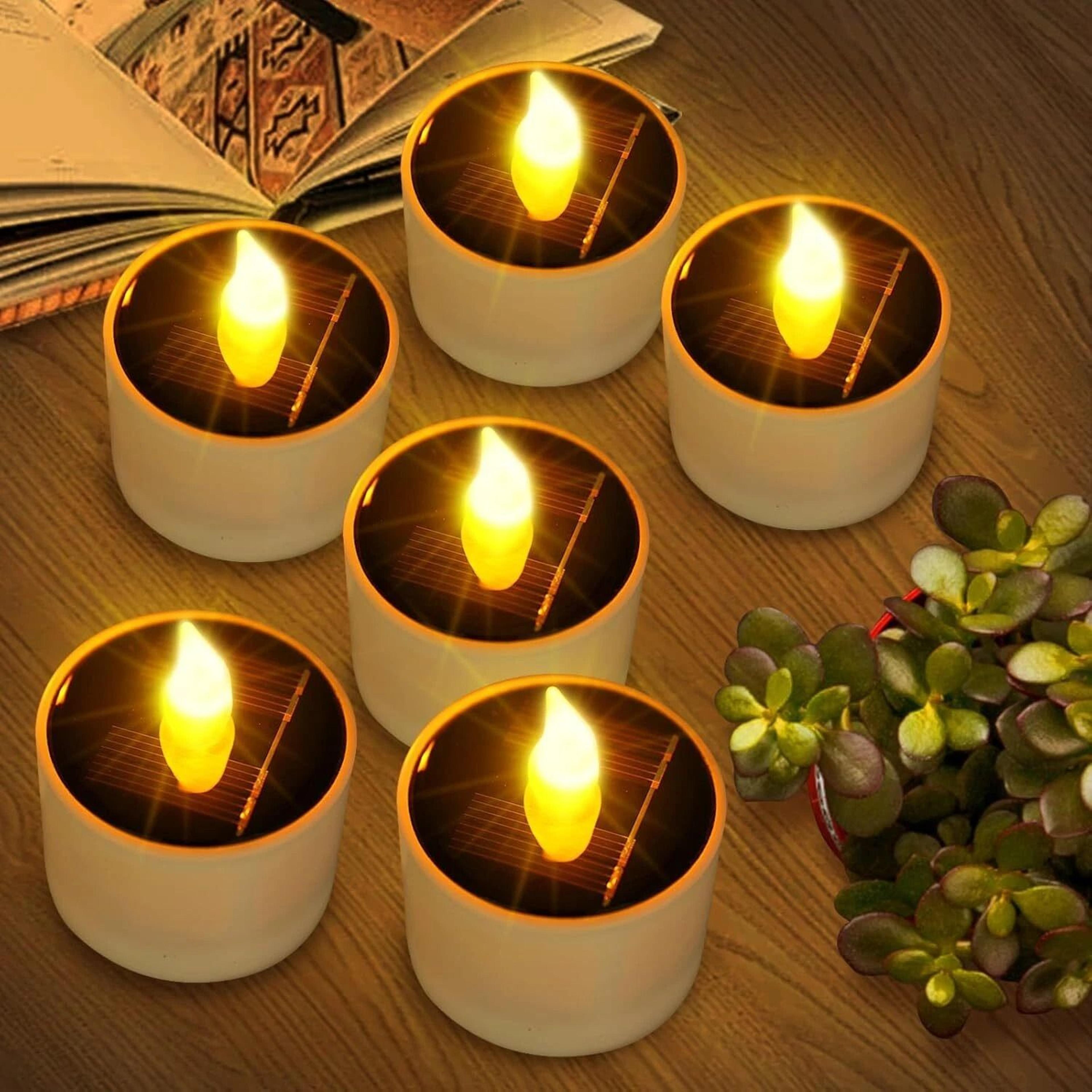 solar tea lights outdoor waterproof flameless candles