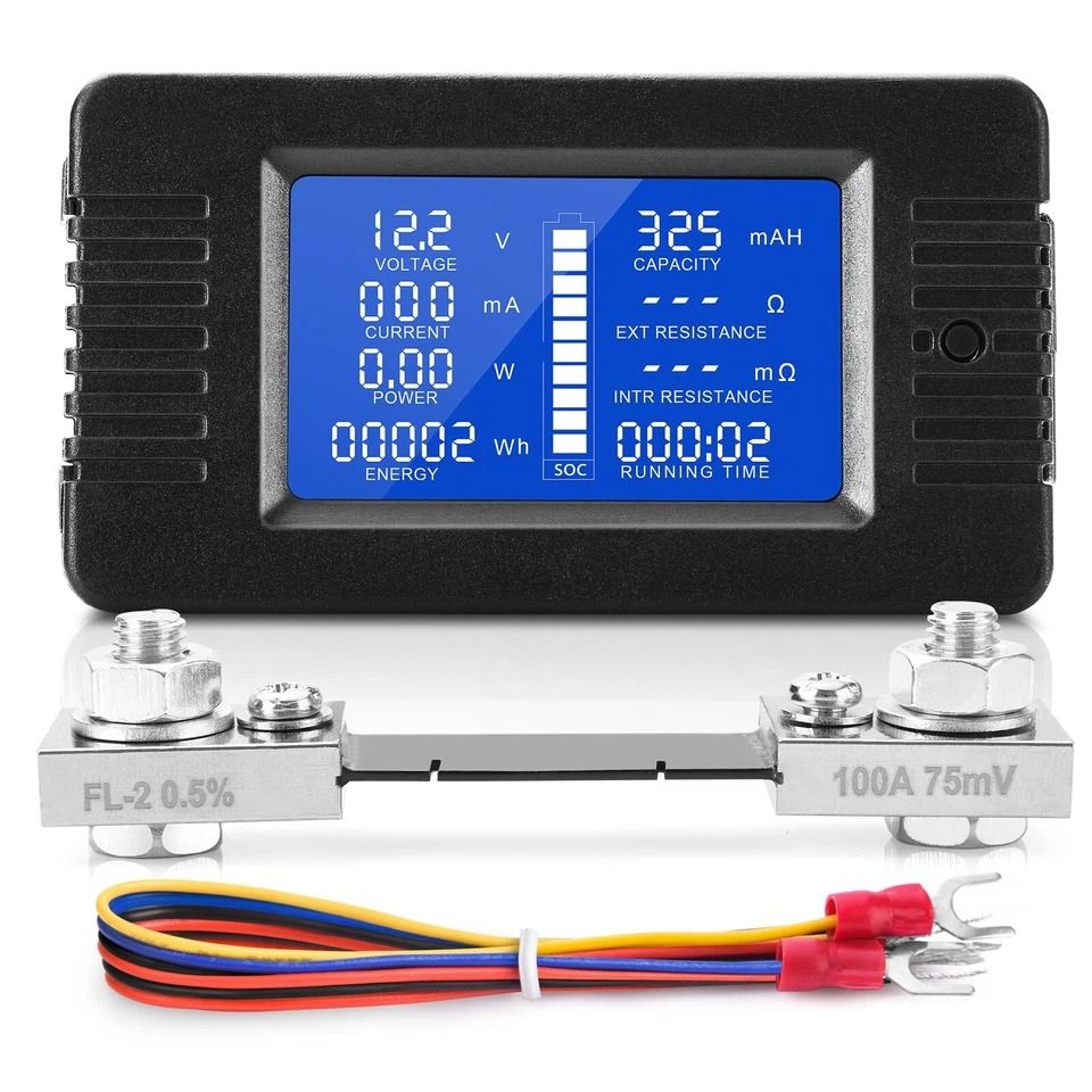 battery monitor lcd voltage current meter with shunt