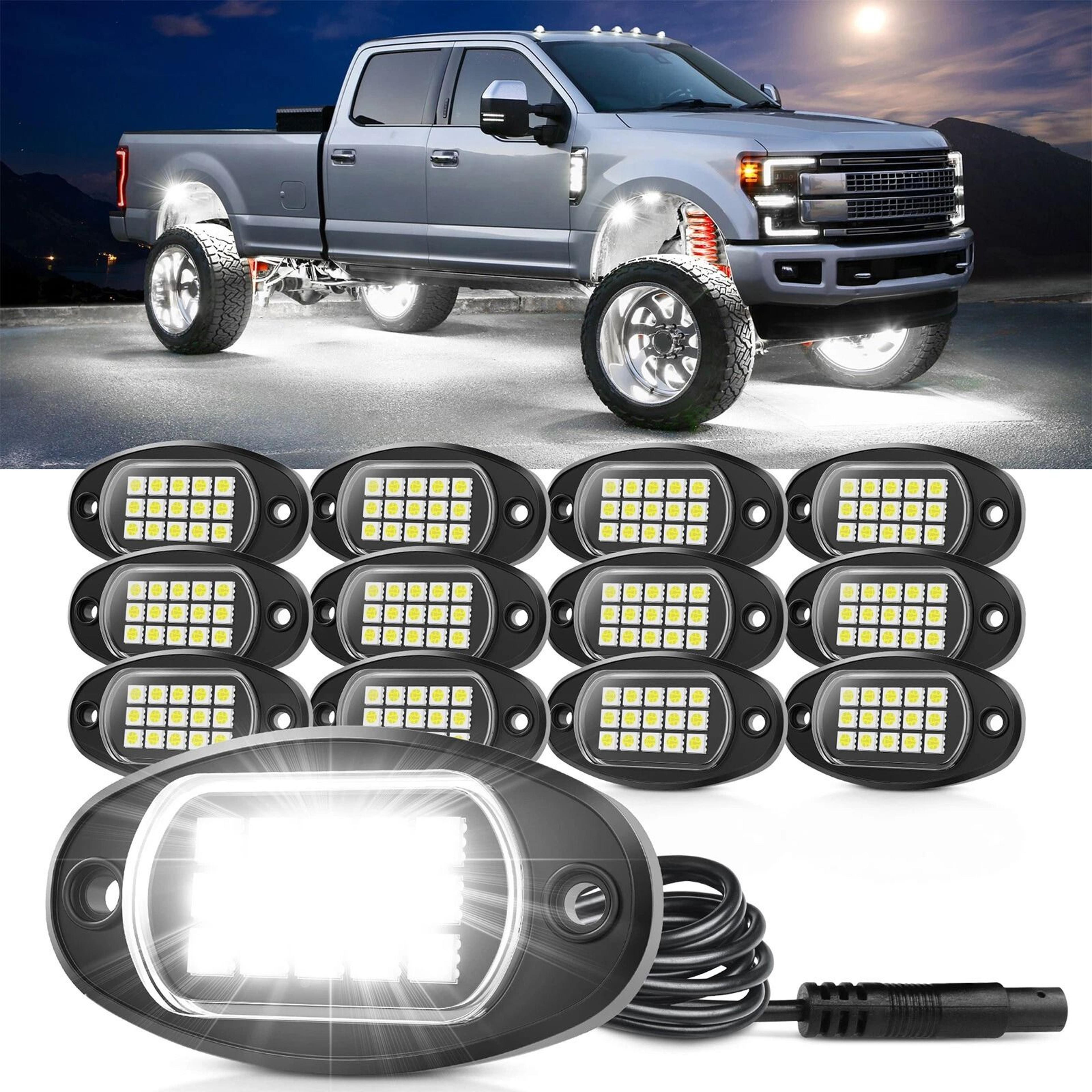 pod pure white led rock lights waterproof underbody kit