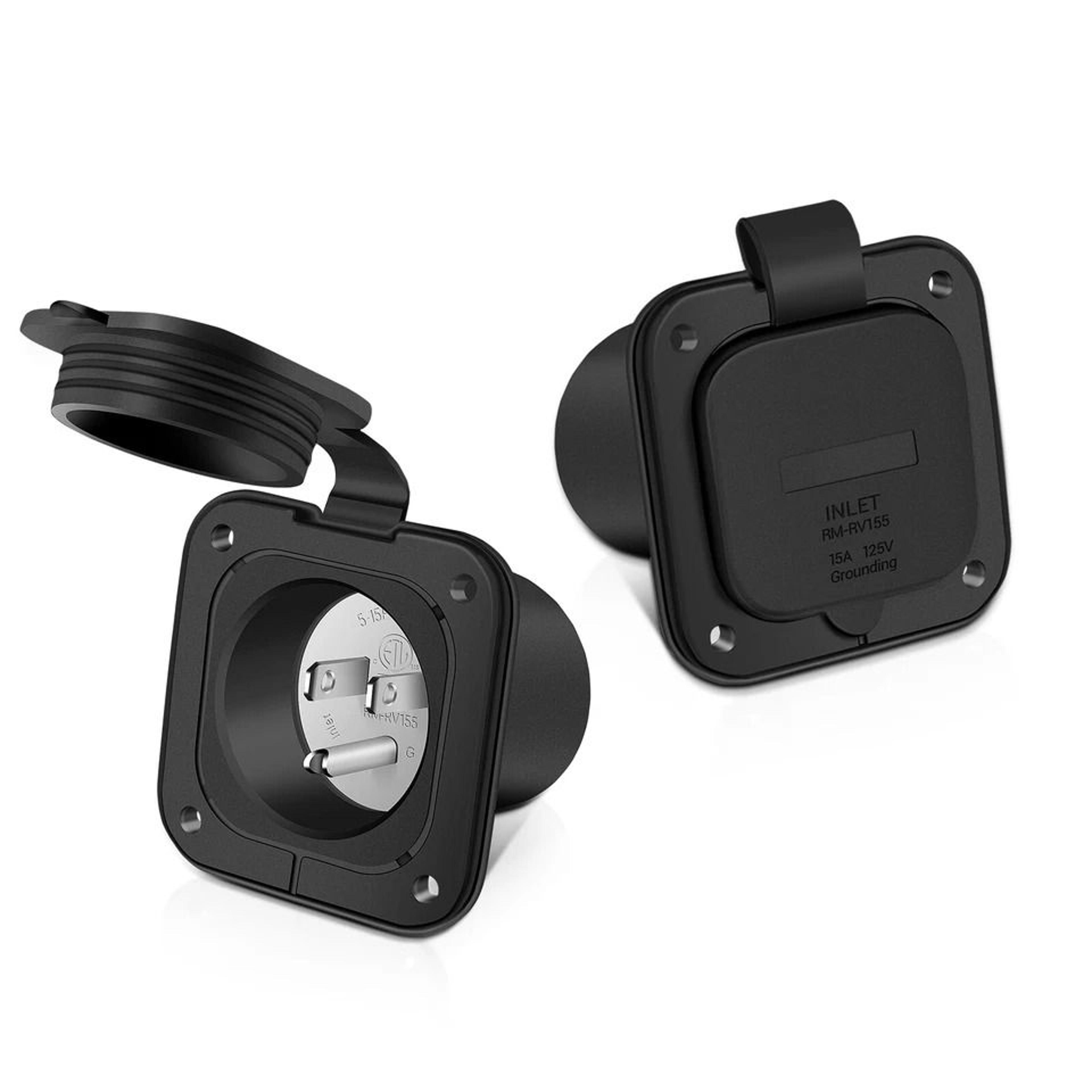 rv shore power inlet with waterproof cap
