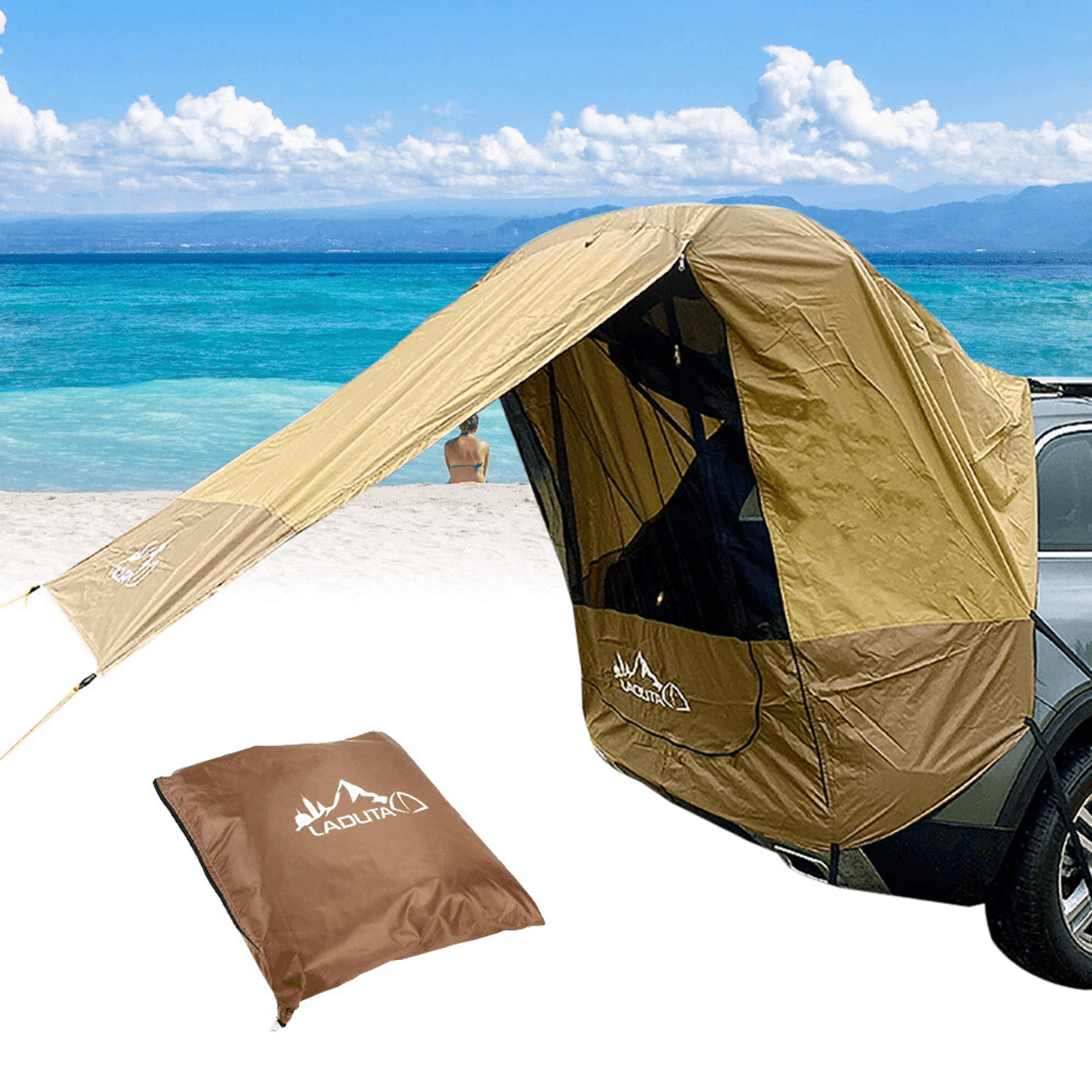 portable suv awning car trunk tent rear sunshade canopy