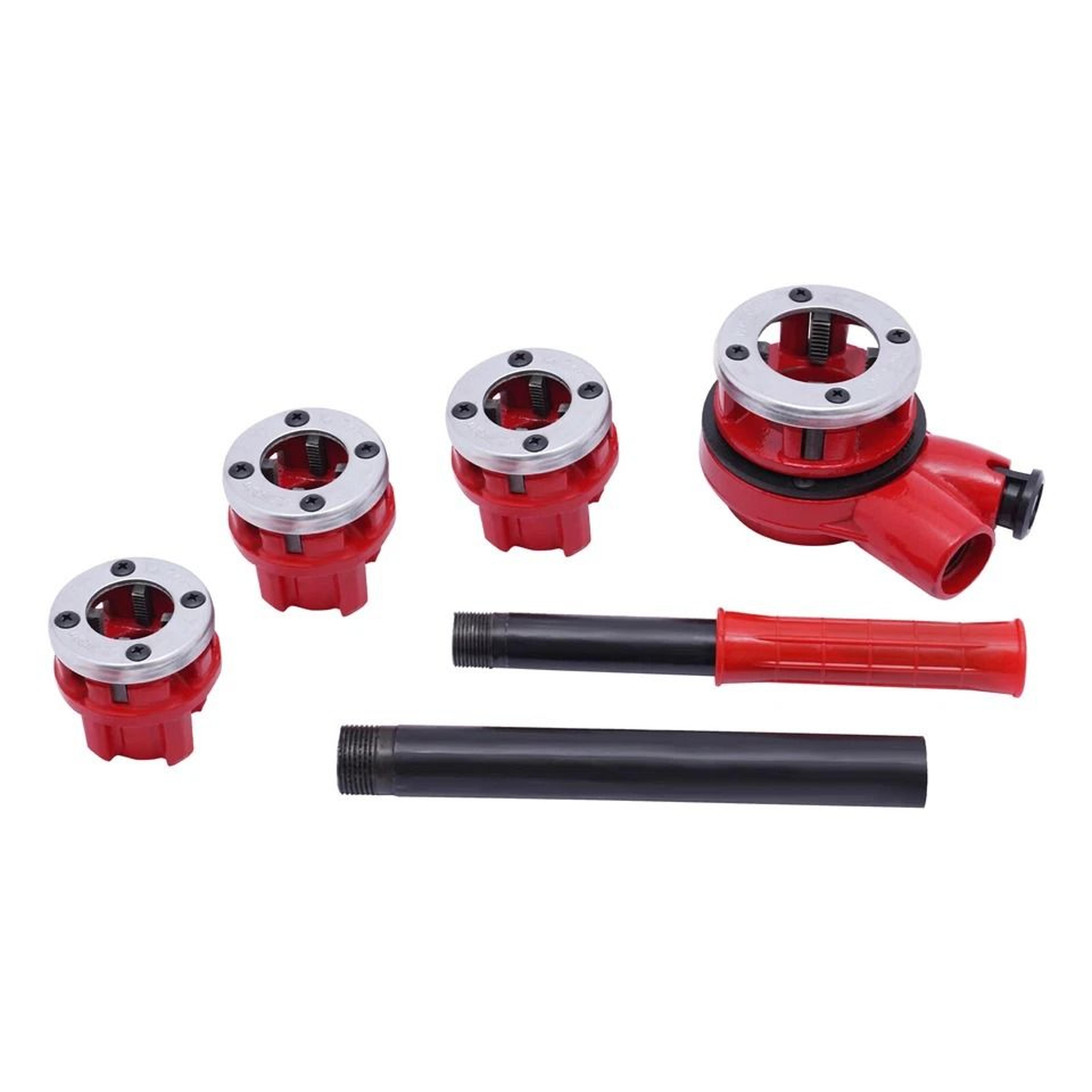 pipe threader set with handle ratchet and dies for pipe threading