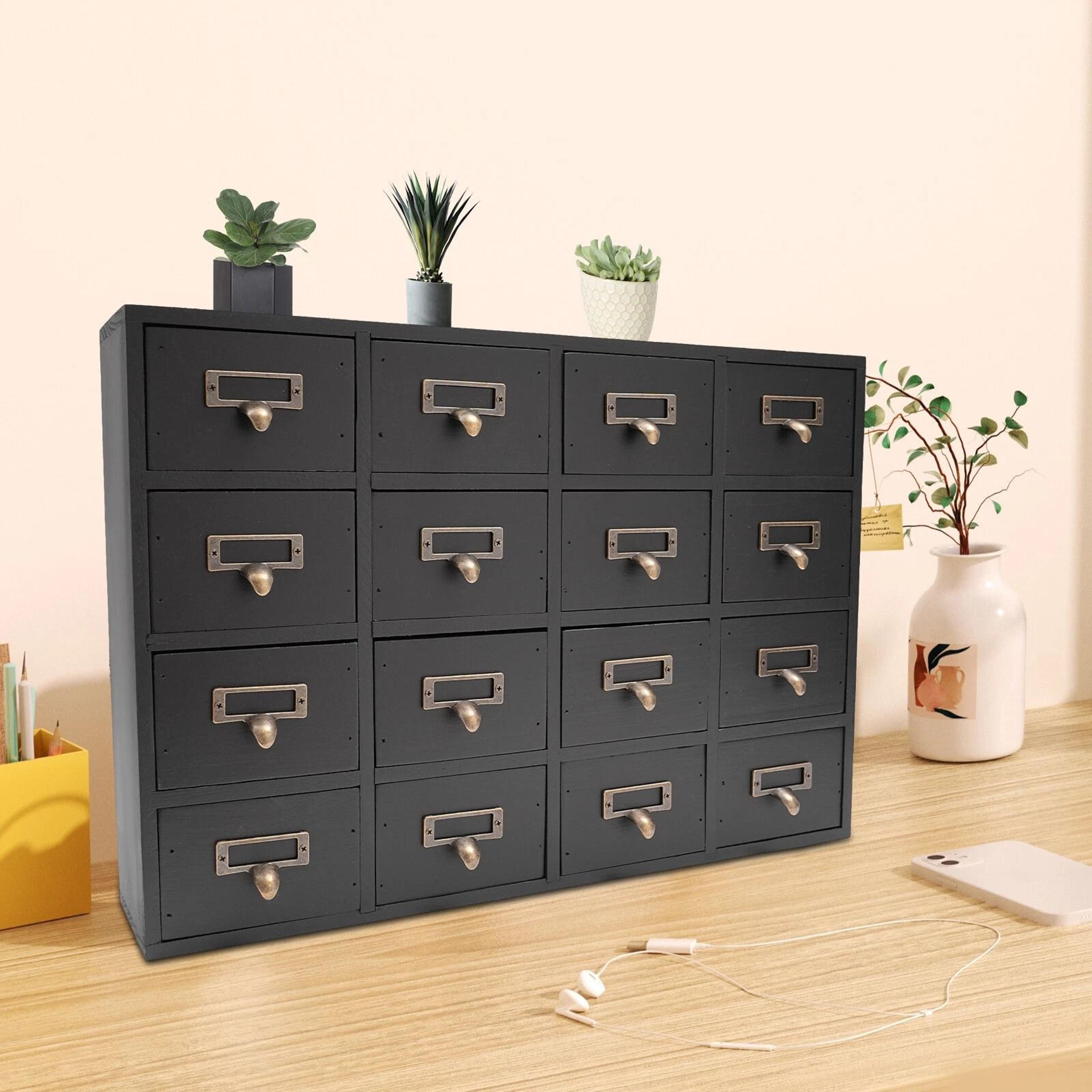 drawer apothecary cabinet herb storage box wooden desk organizer
