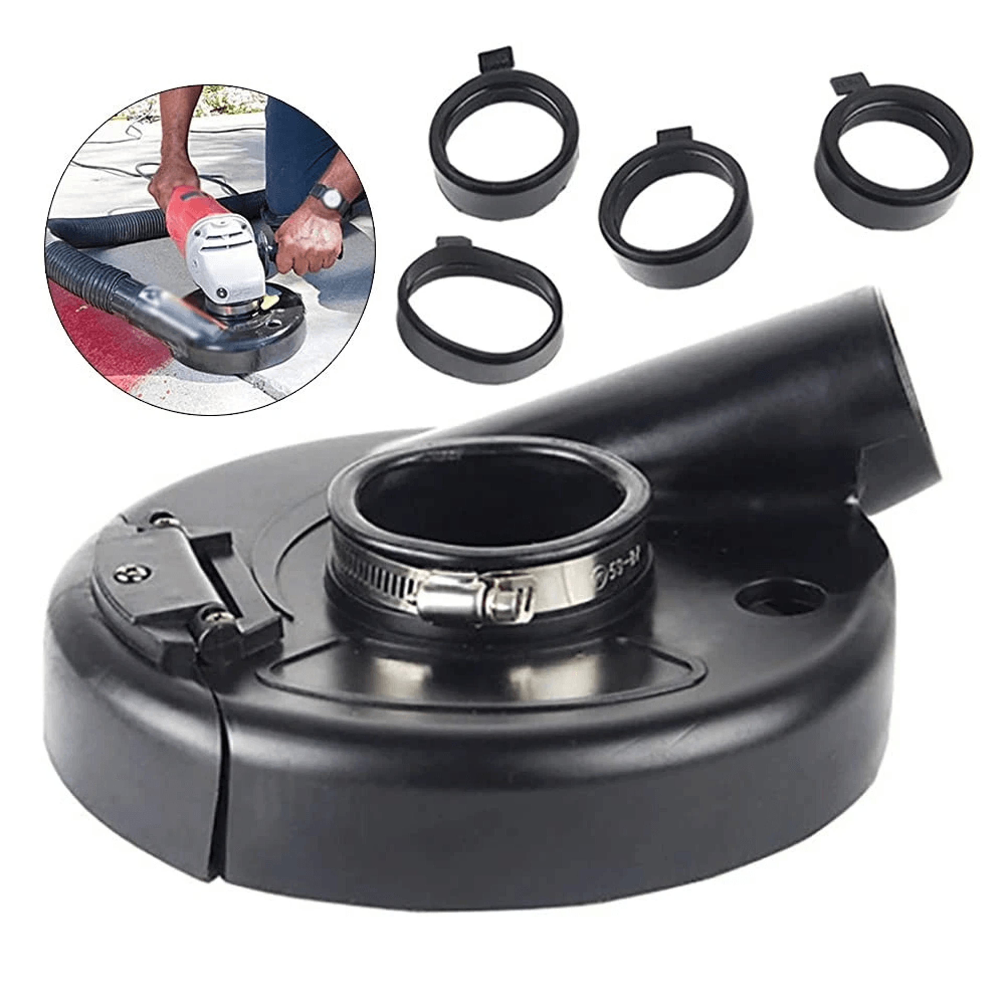 angle grinder dust shroud with dust cover collector