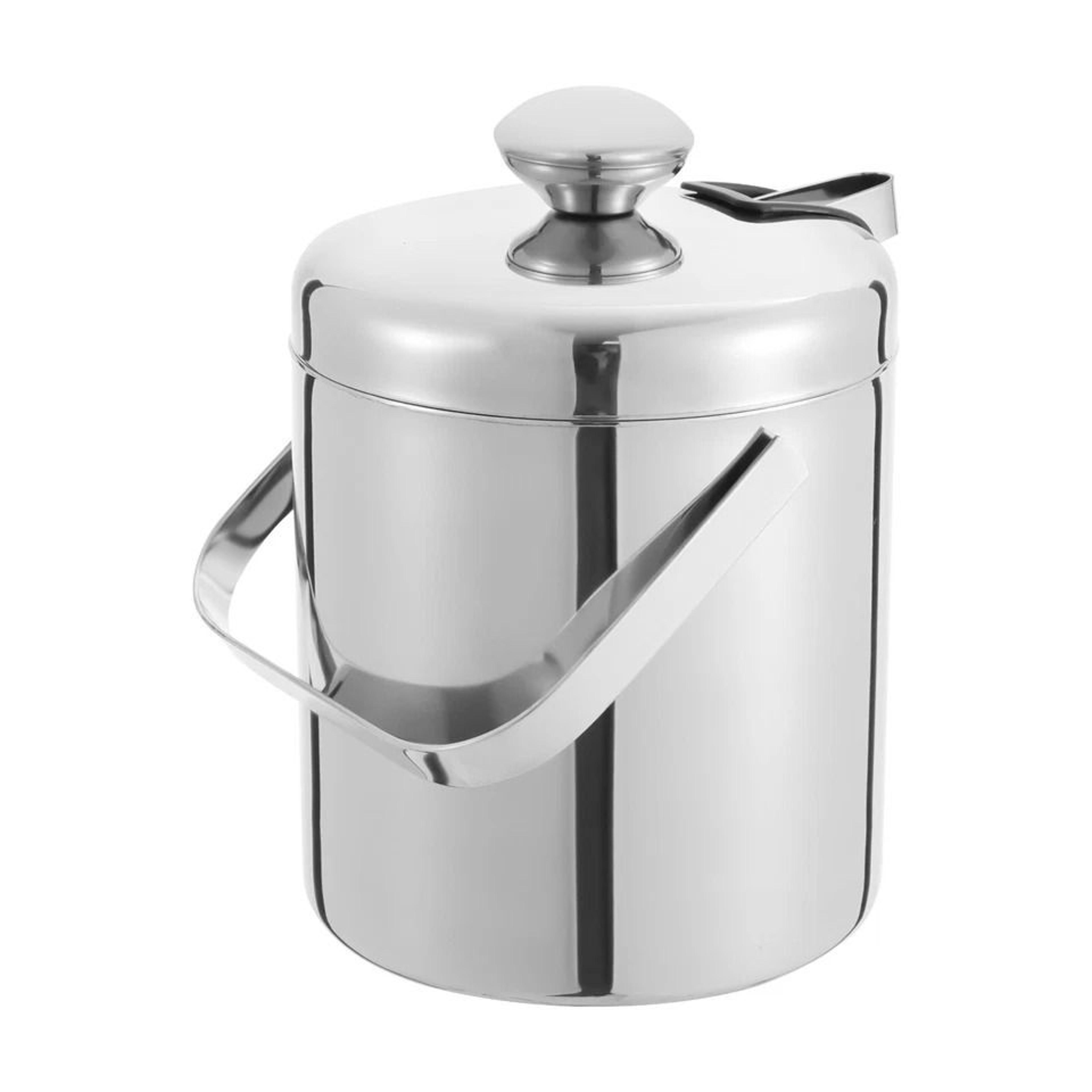 stainless steel ice bucket insulated cooler with lid and tongs