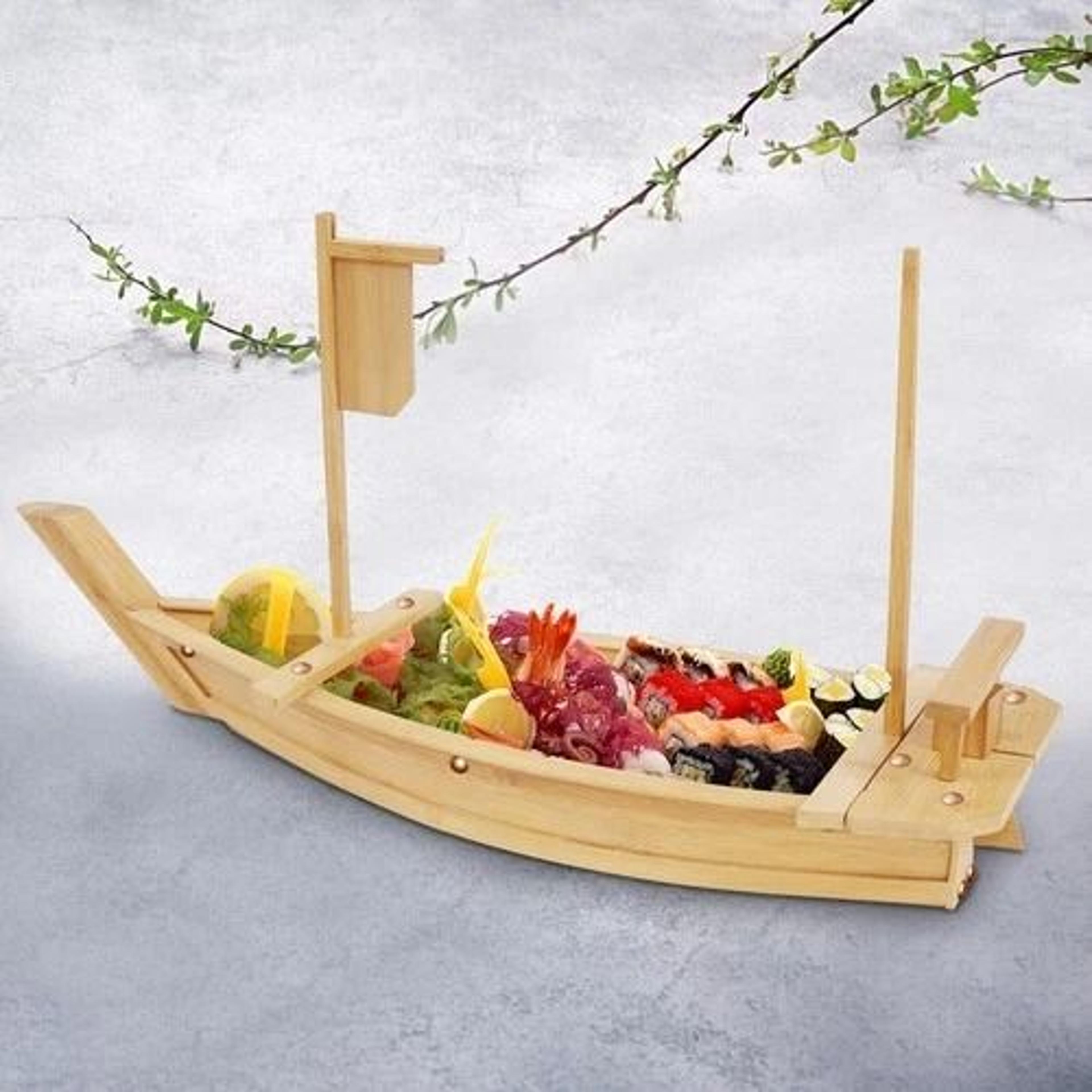 wooden sushi boat serving tray sushi plate for restaurant & party use