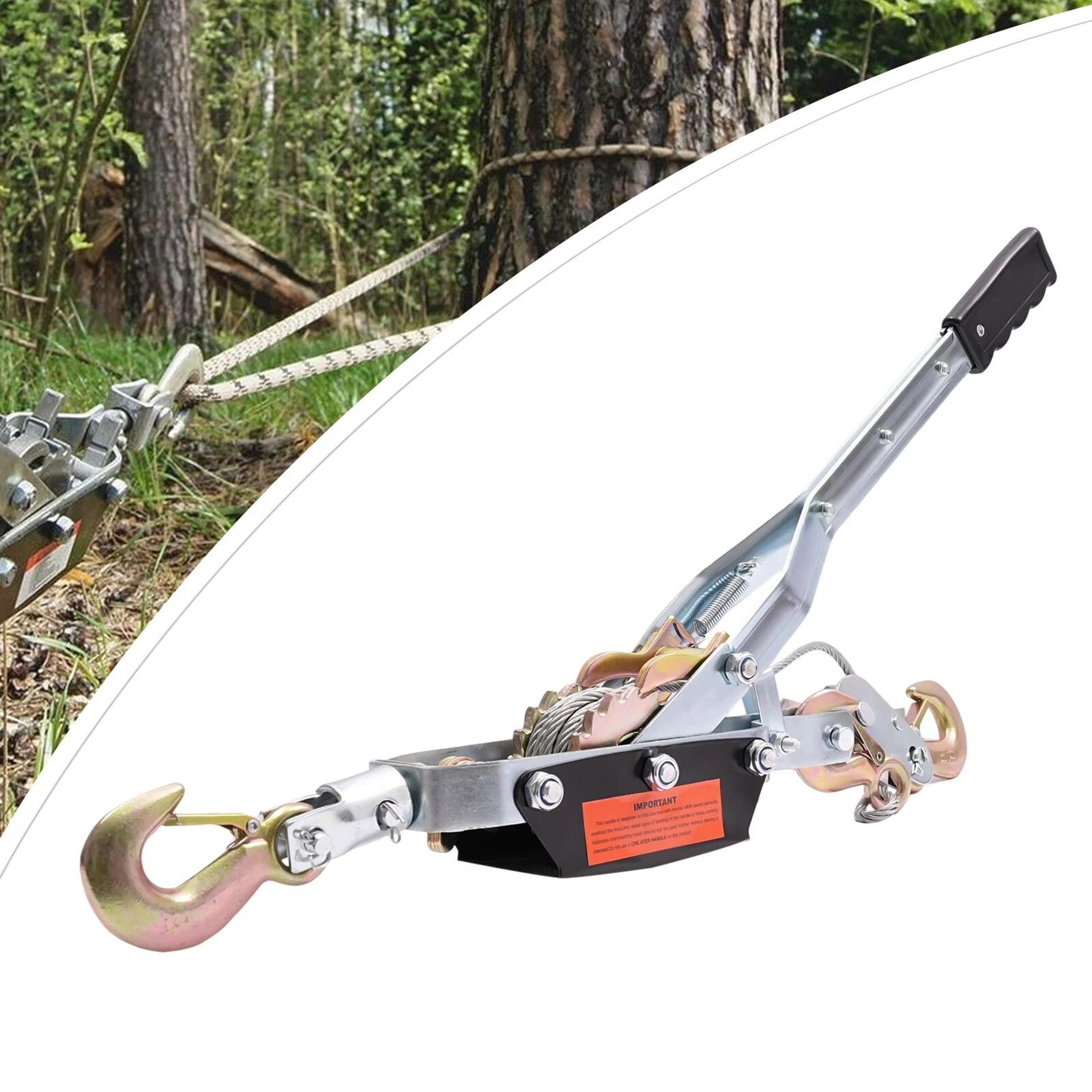 heavy duty come along cable puller with hooks and dual gears