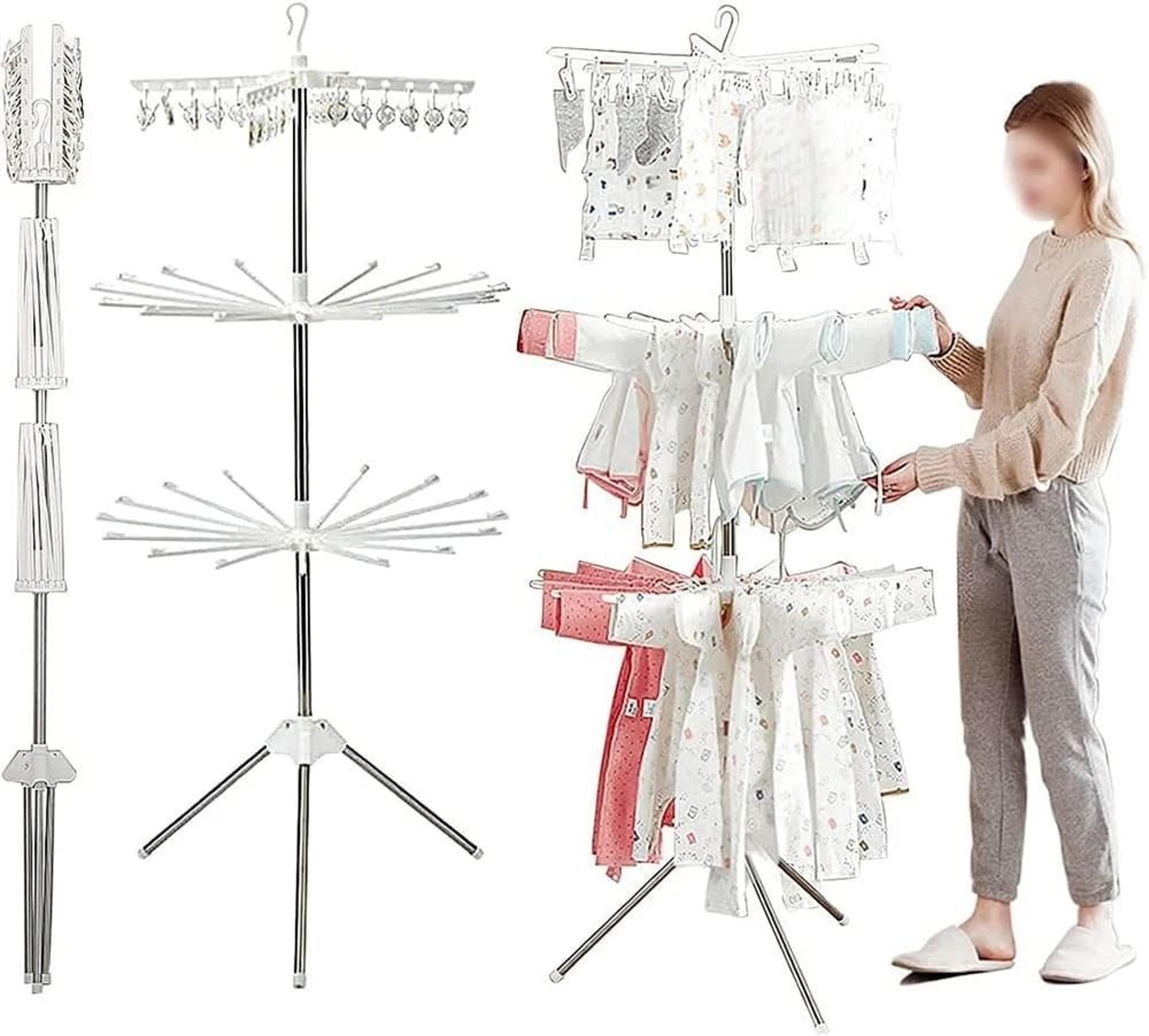 premium stainless steel clothes drying rack with rotatable arms for hangers