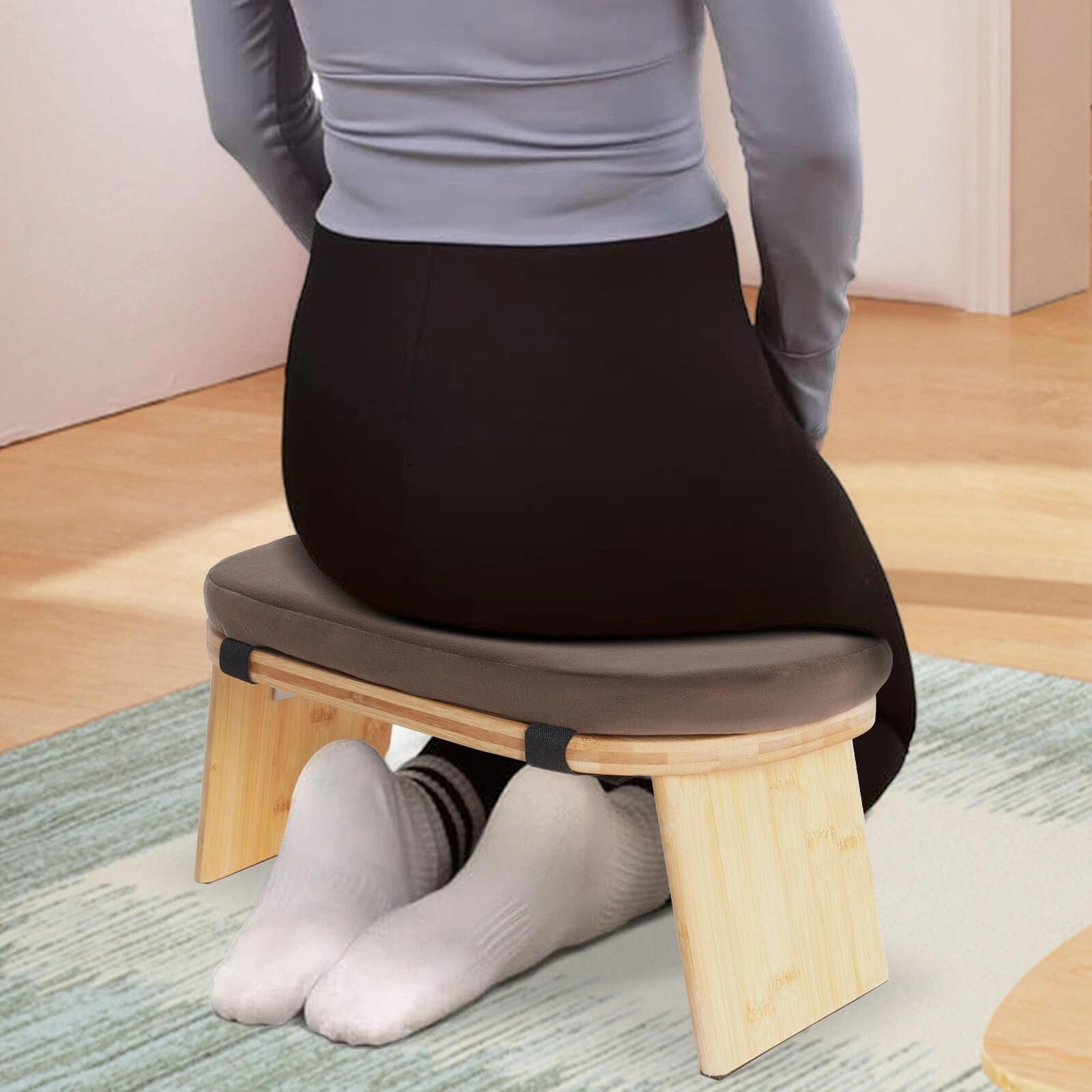 premium foldable bamboo meditation bench & yoga meditation bench kneeling chair