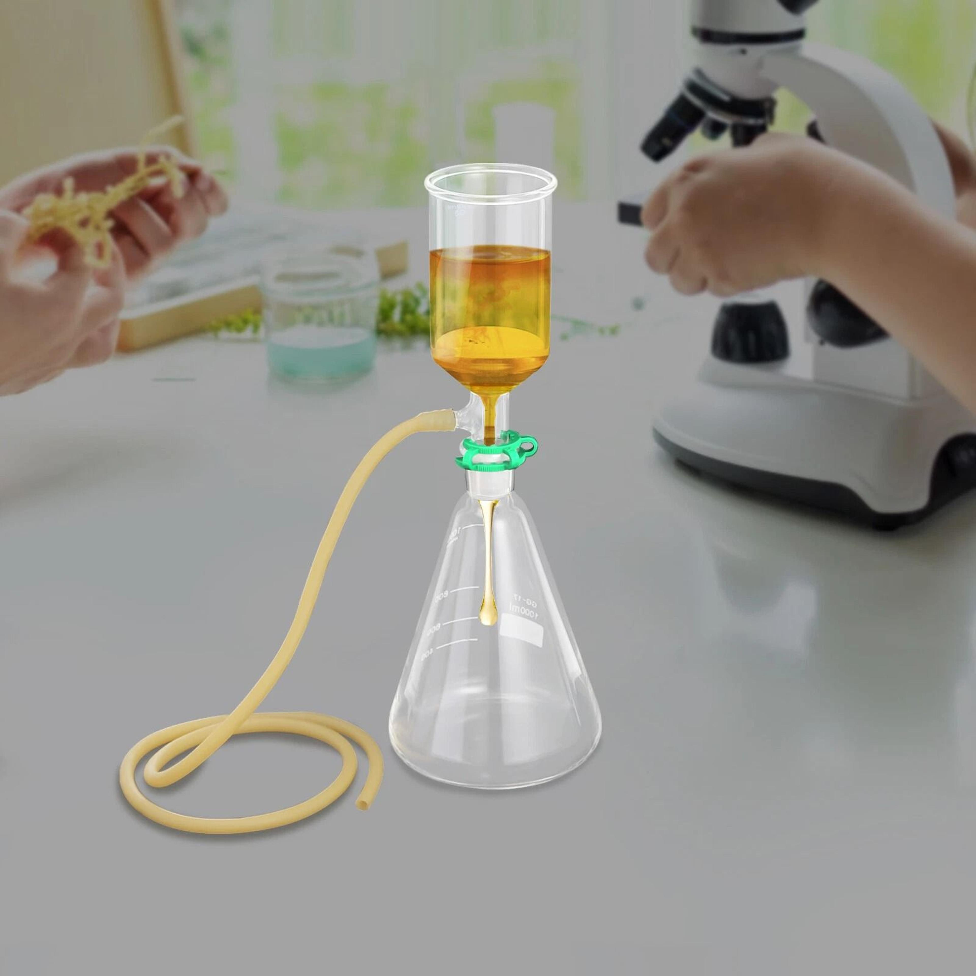 premium buchner funnel kit with flask, clip & hose professional vacuum filtration