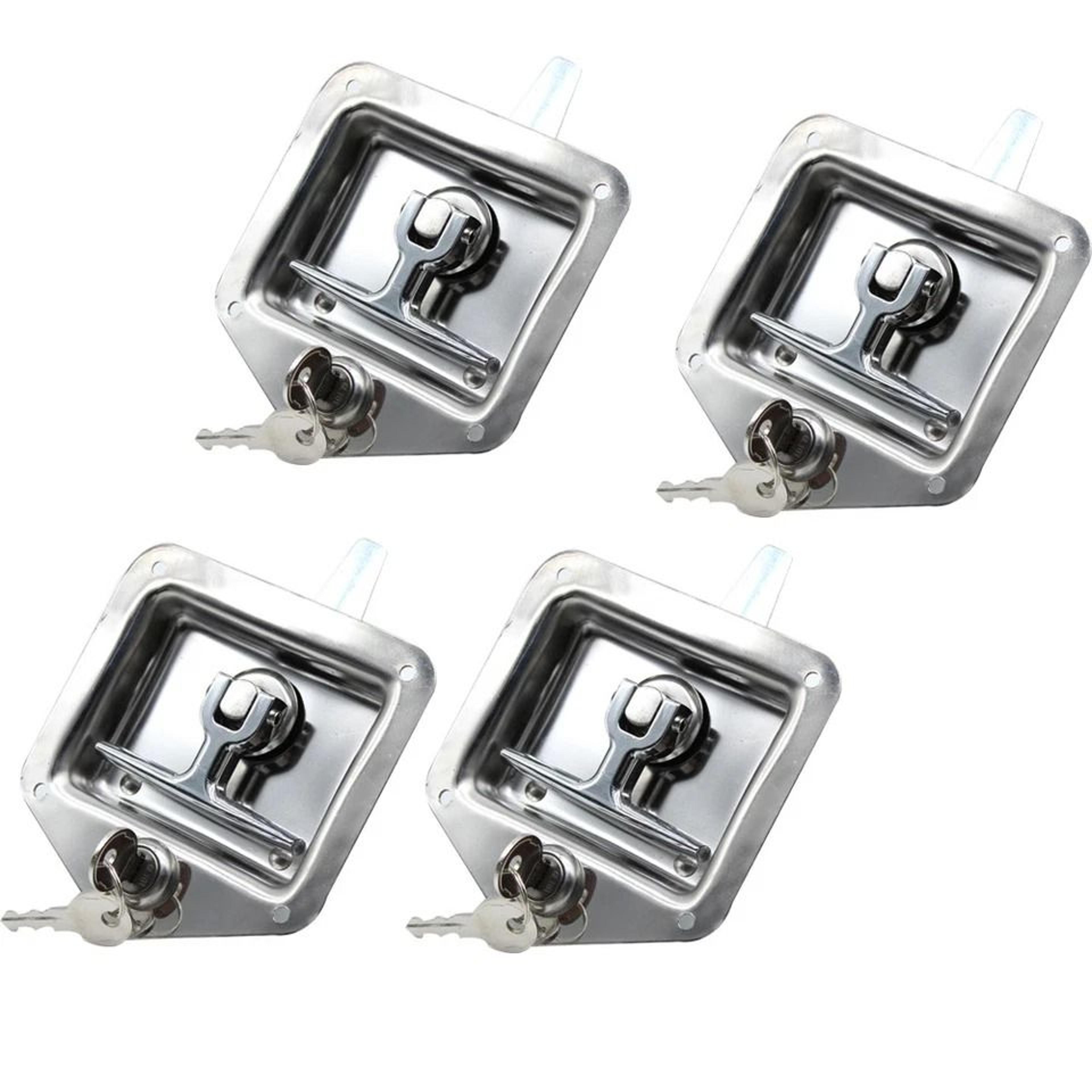 premium stainless steel t handle tool box latch & trailer door lock set