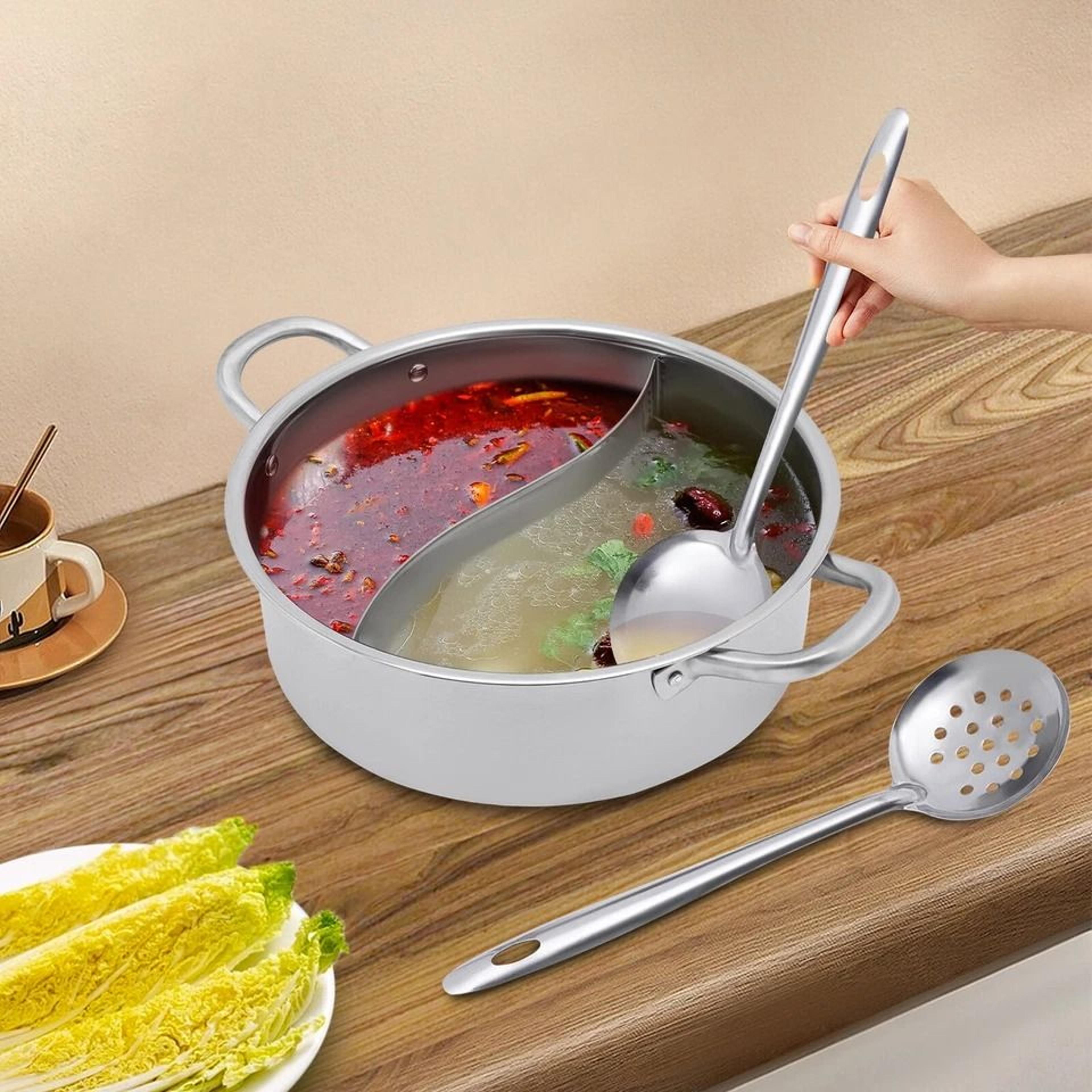 premium stainless steel dual sided hot pot cooking pot with lid perfect hot pot cooking pot for home & family