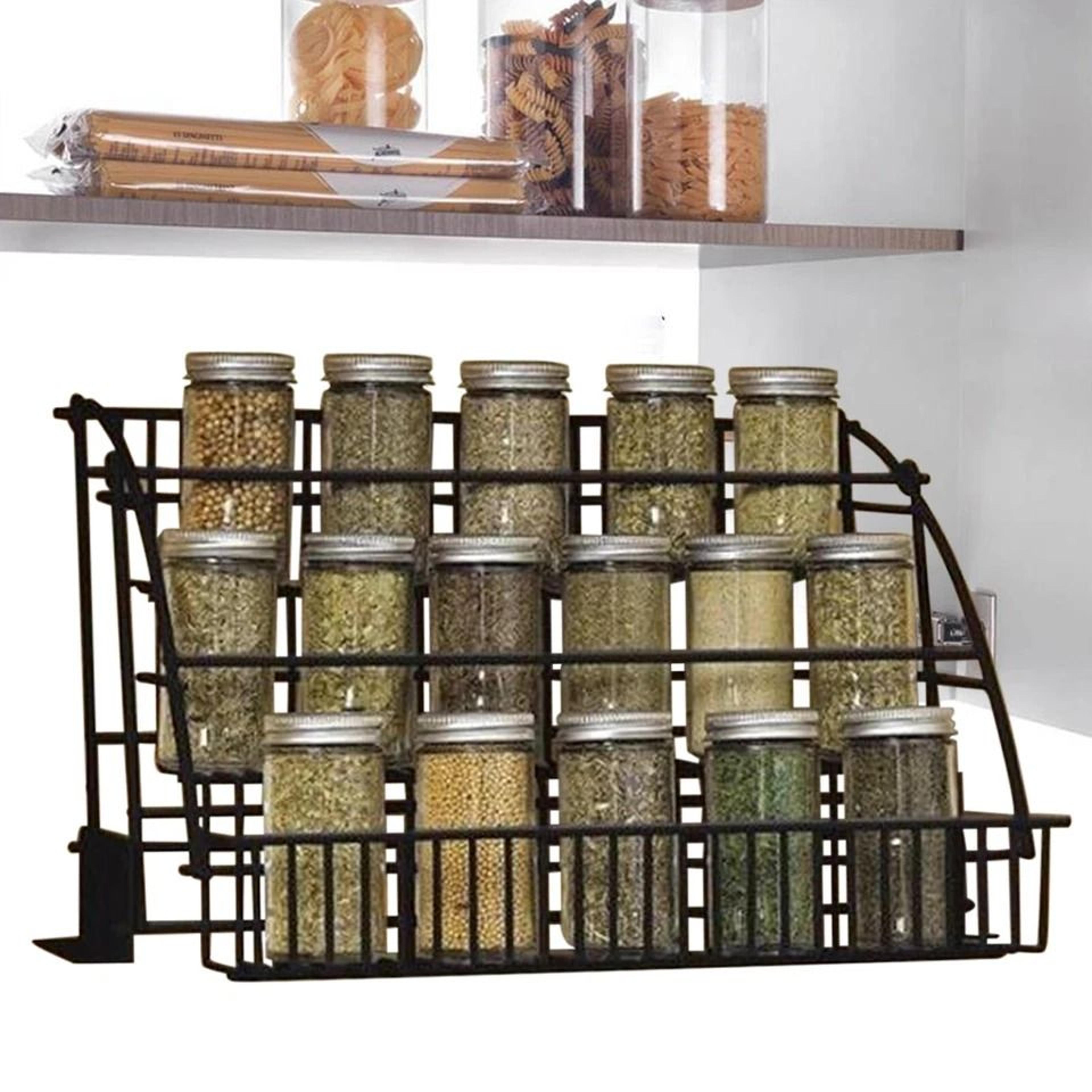 pull down spice rack cabinet organizer metal kitchen storage shelf