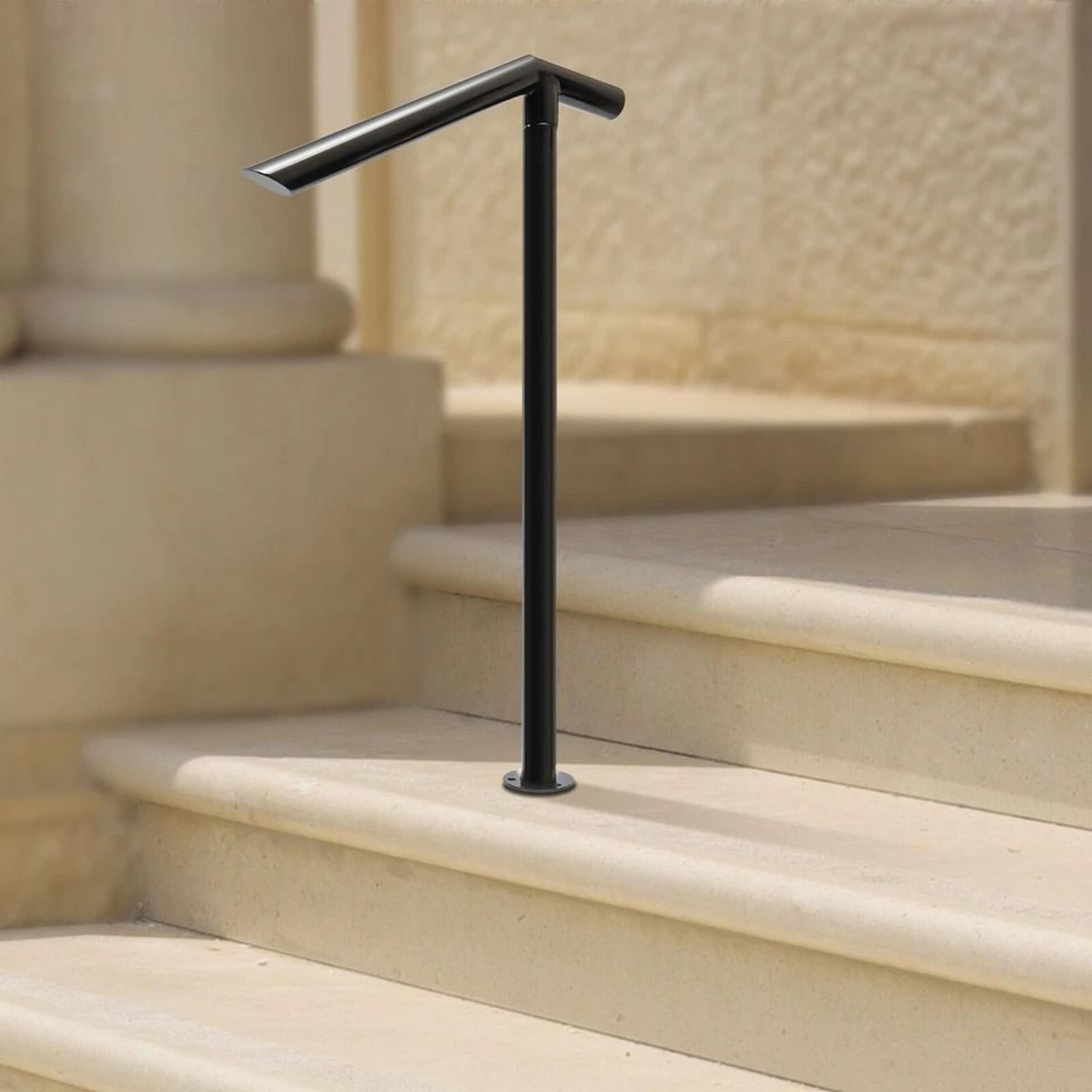 outdoor stair railing & metal handrail for steps black safety support