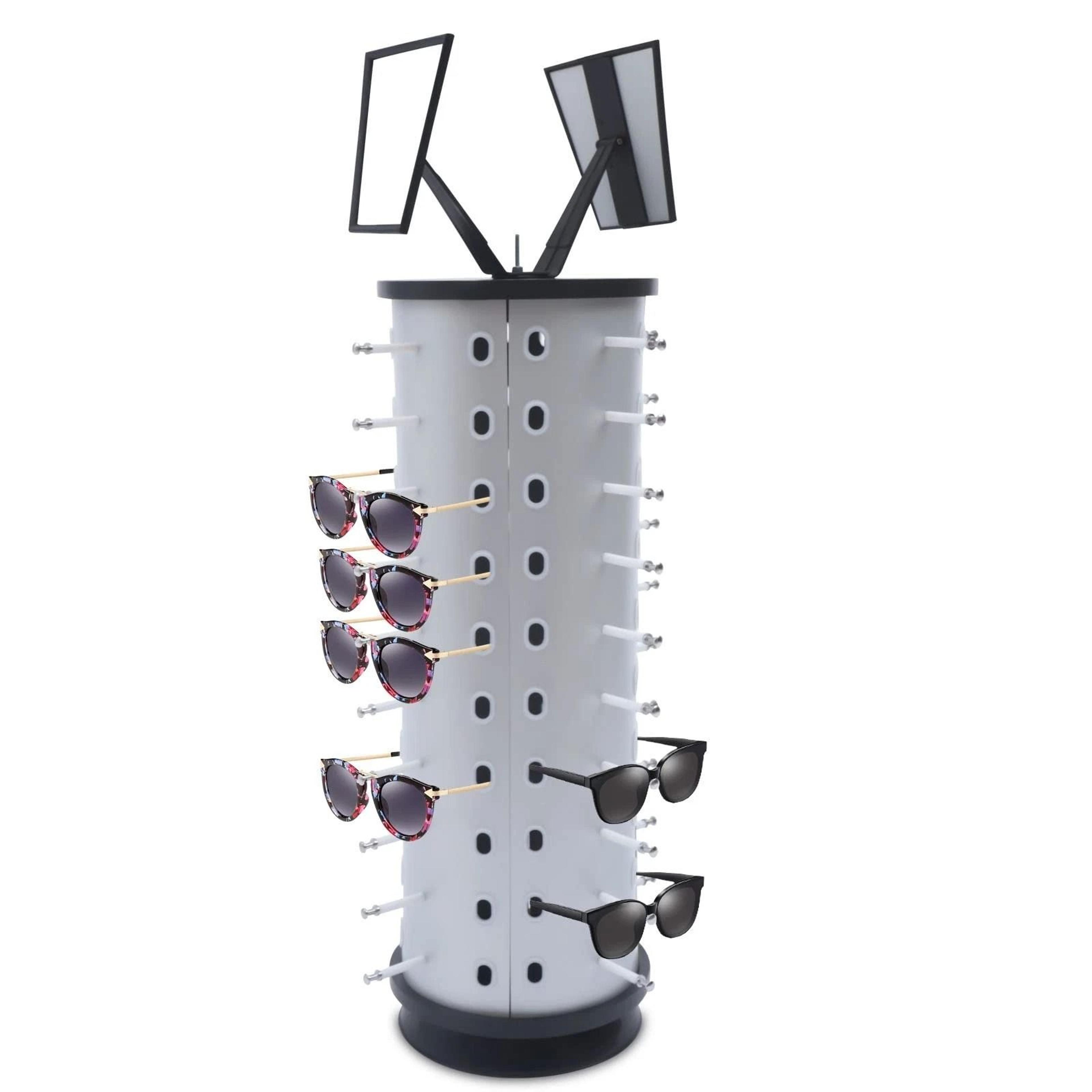 rotating metal sunglasses display rack pair eyewear organizer with mirror stand