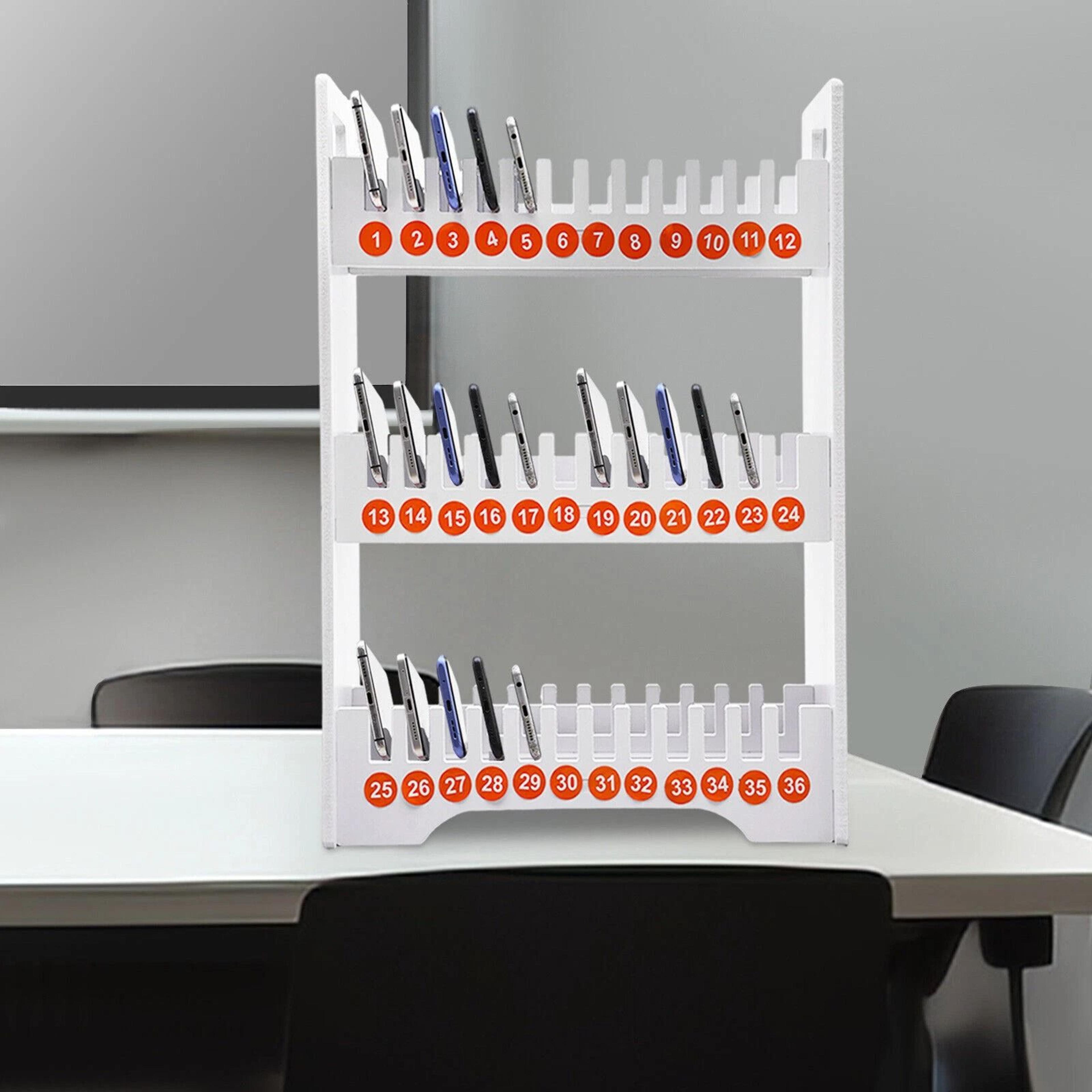 slot cell phone storage rack tier classroom phone organizer stand for teachers & offices
