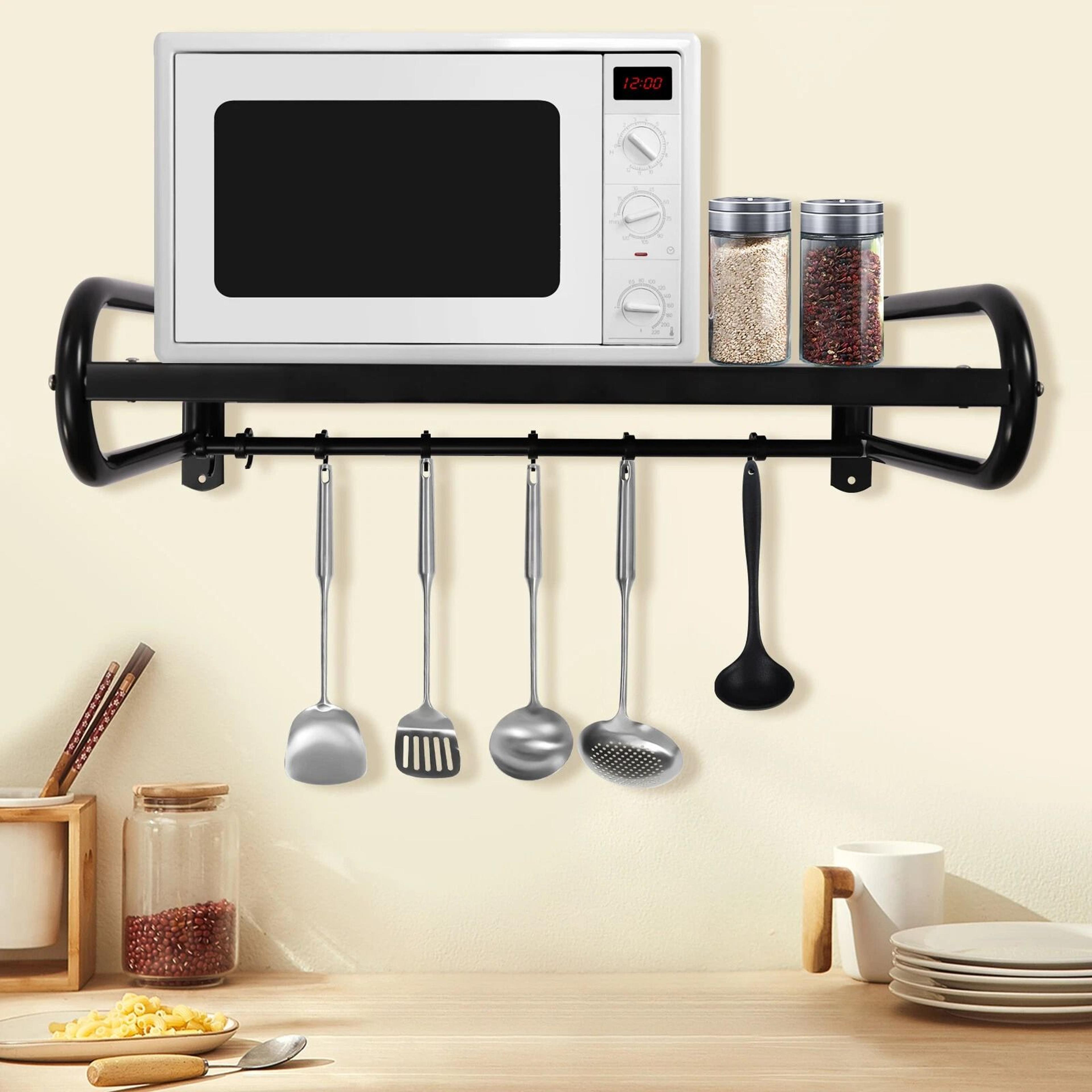 wall mounted pot rack kitchen storage organizer shelf with hooks