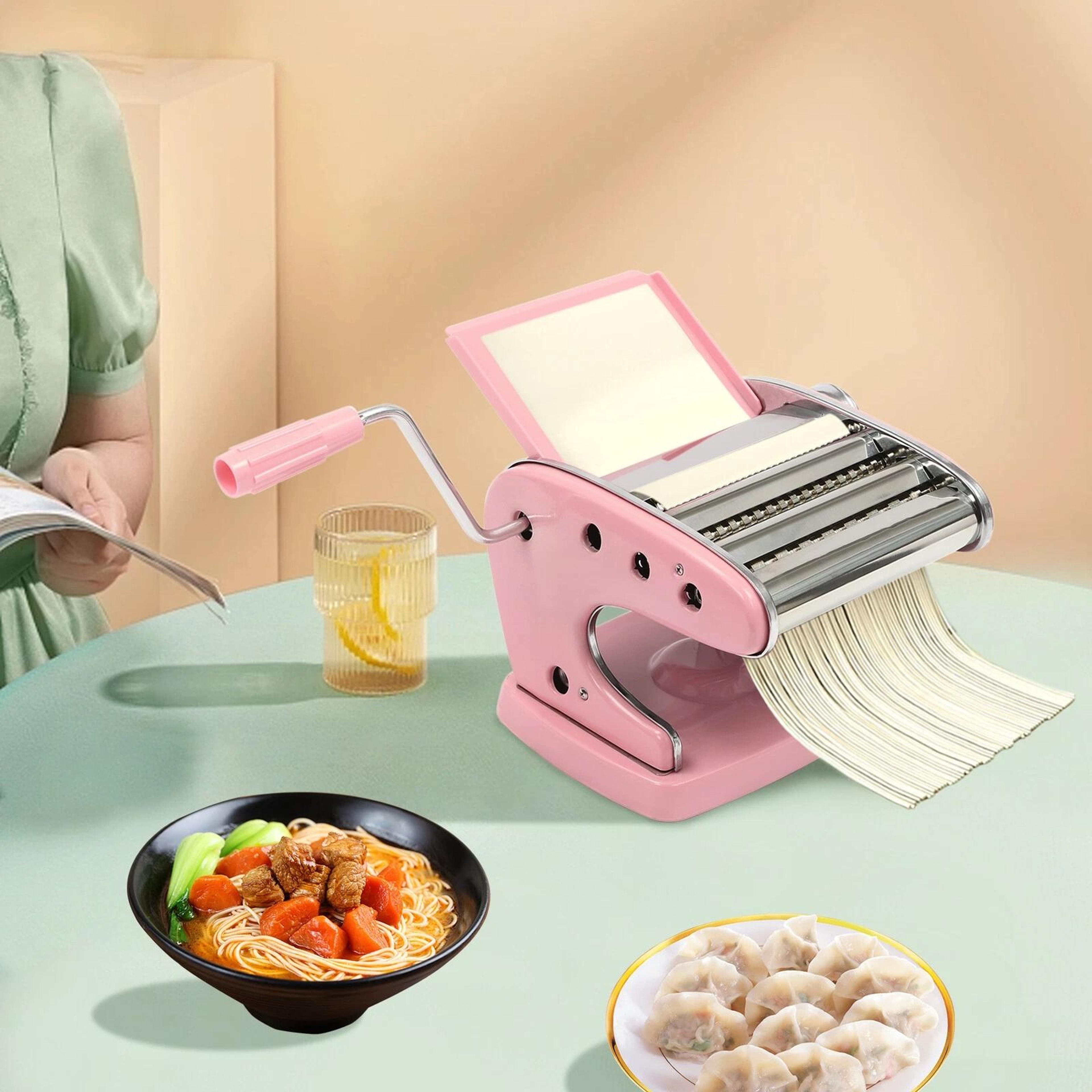 premium manual stainless steel pasta machine fresh pasta maker for spaghetti & fettuccine