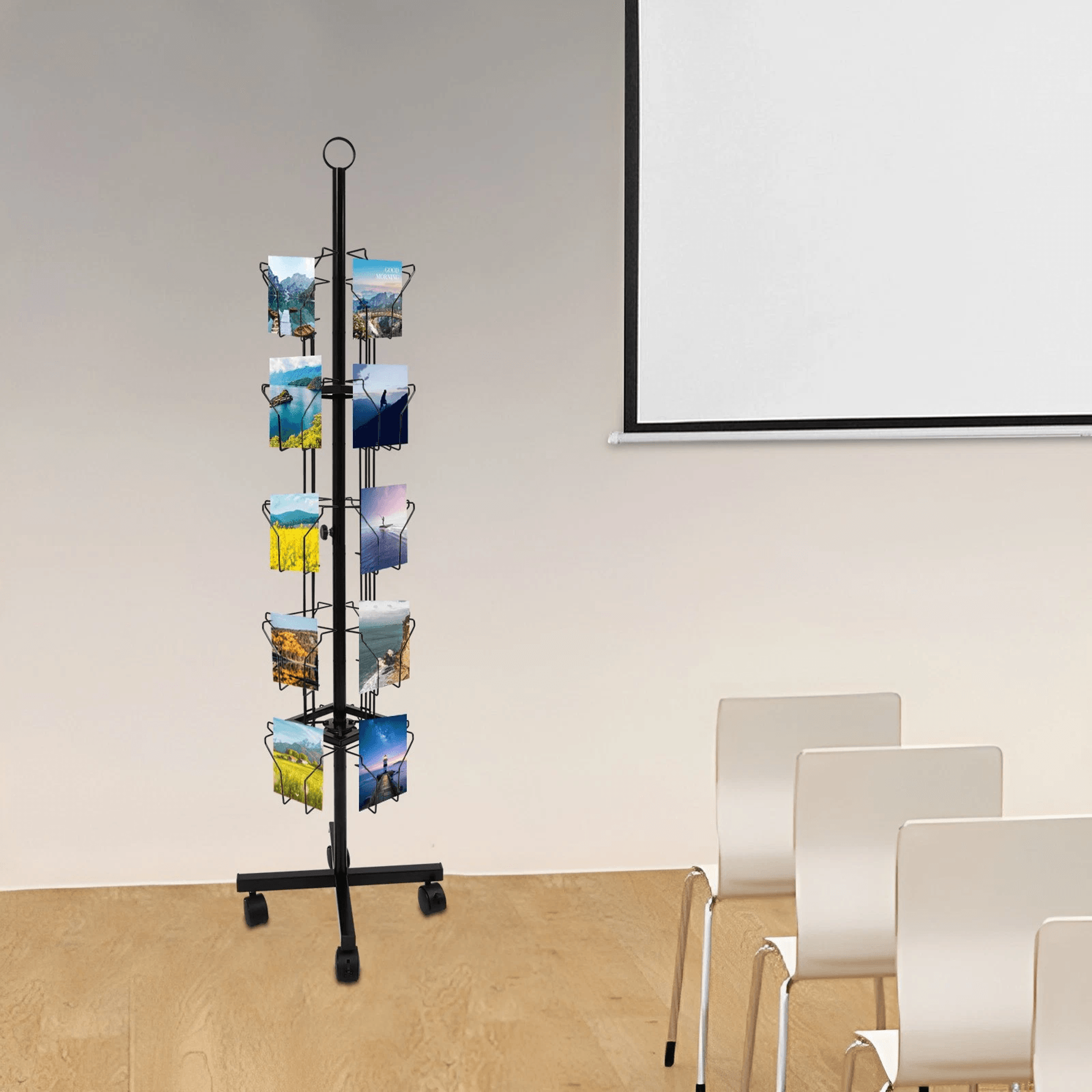 premium retail rotating card display stand pocket black greeting card rack for cards