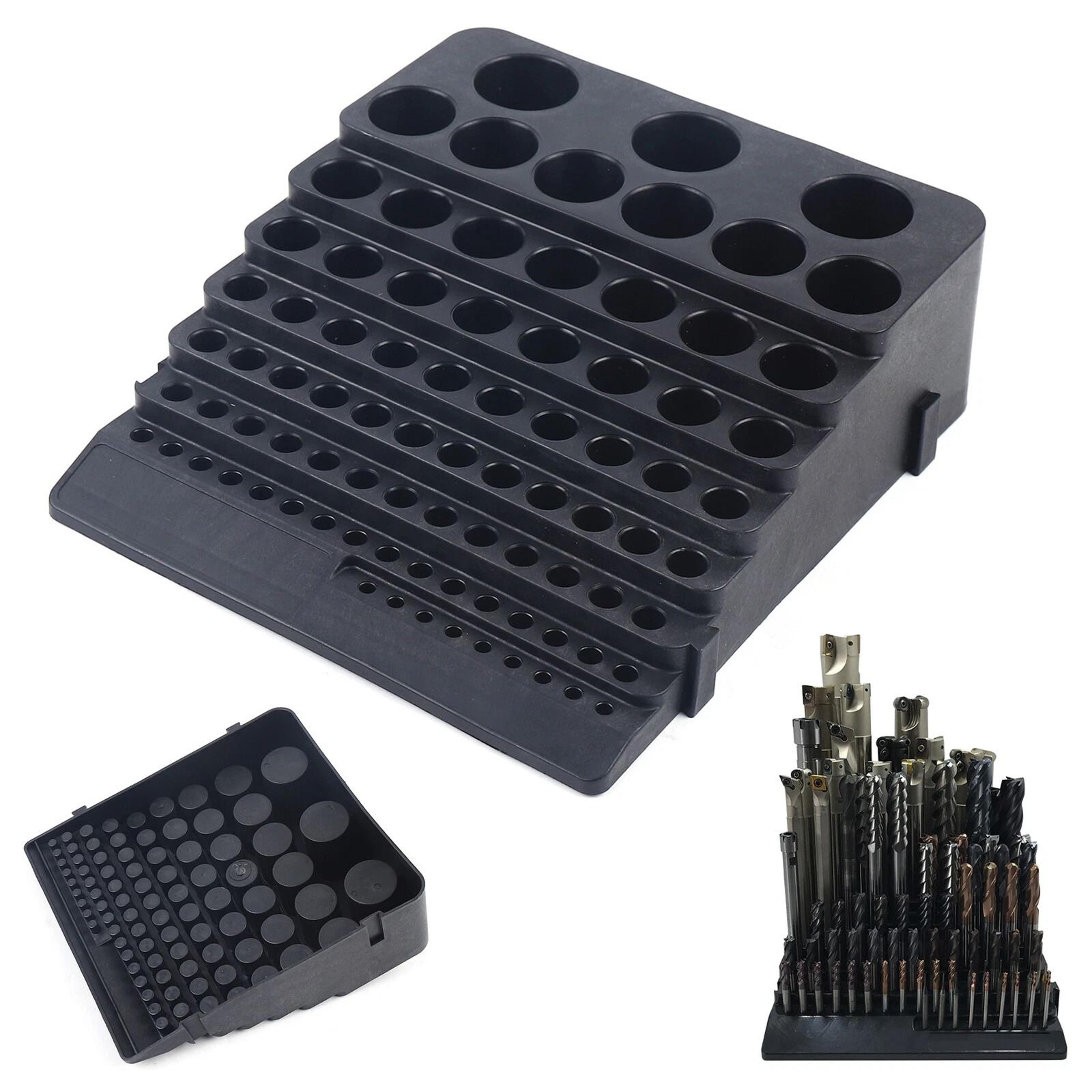 premium drill bit organizer & tool storage rack holes collet holder