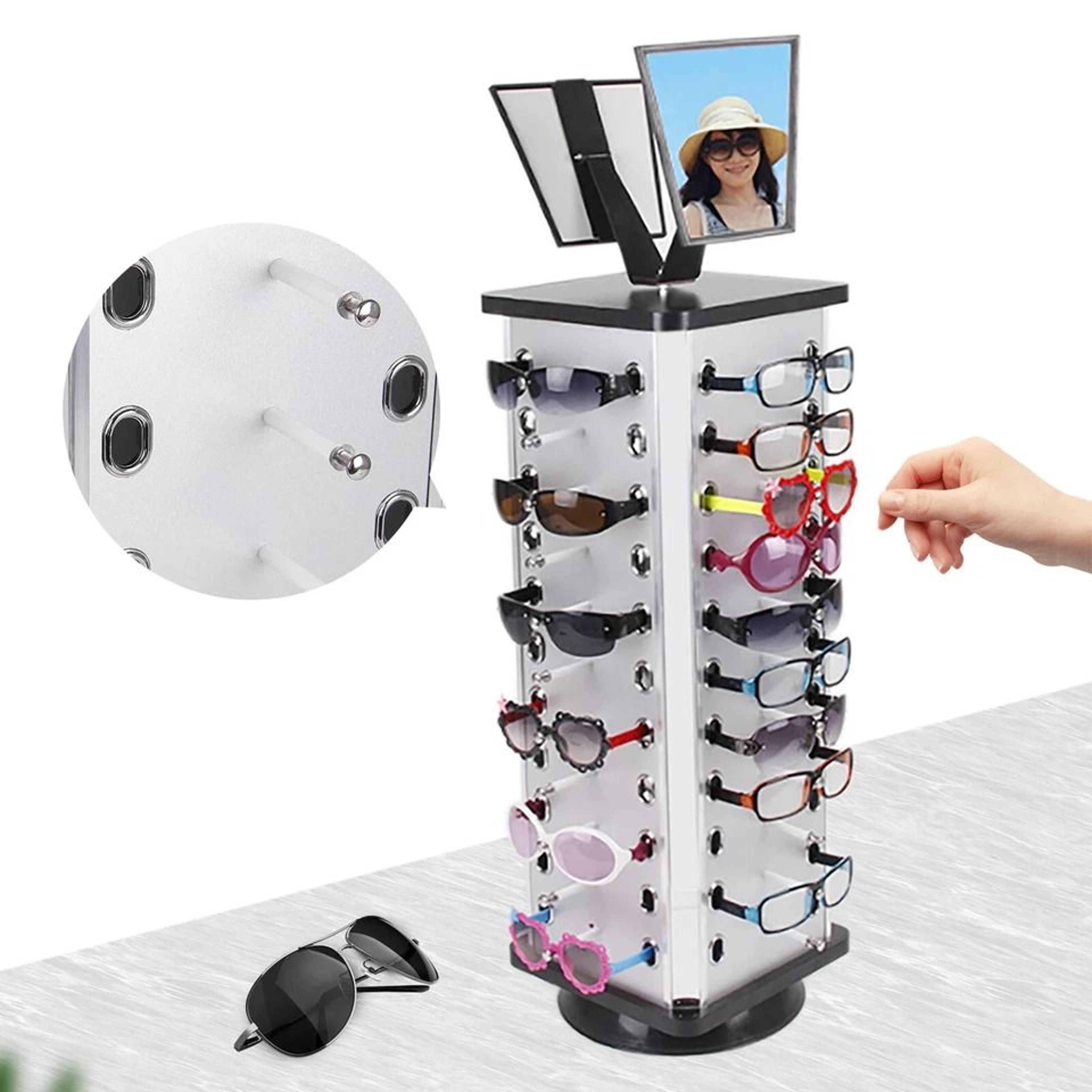 sunglasses display rack & rotating sunglasses stand organizer with mirrors
