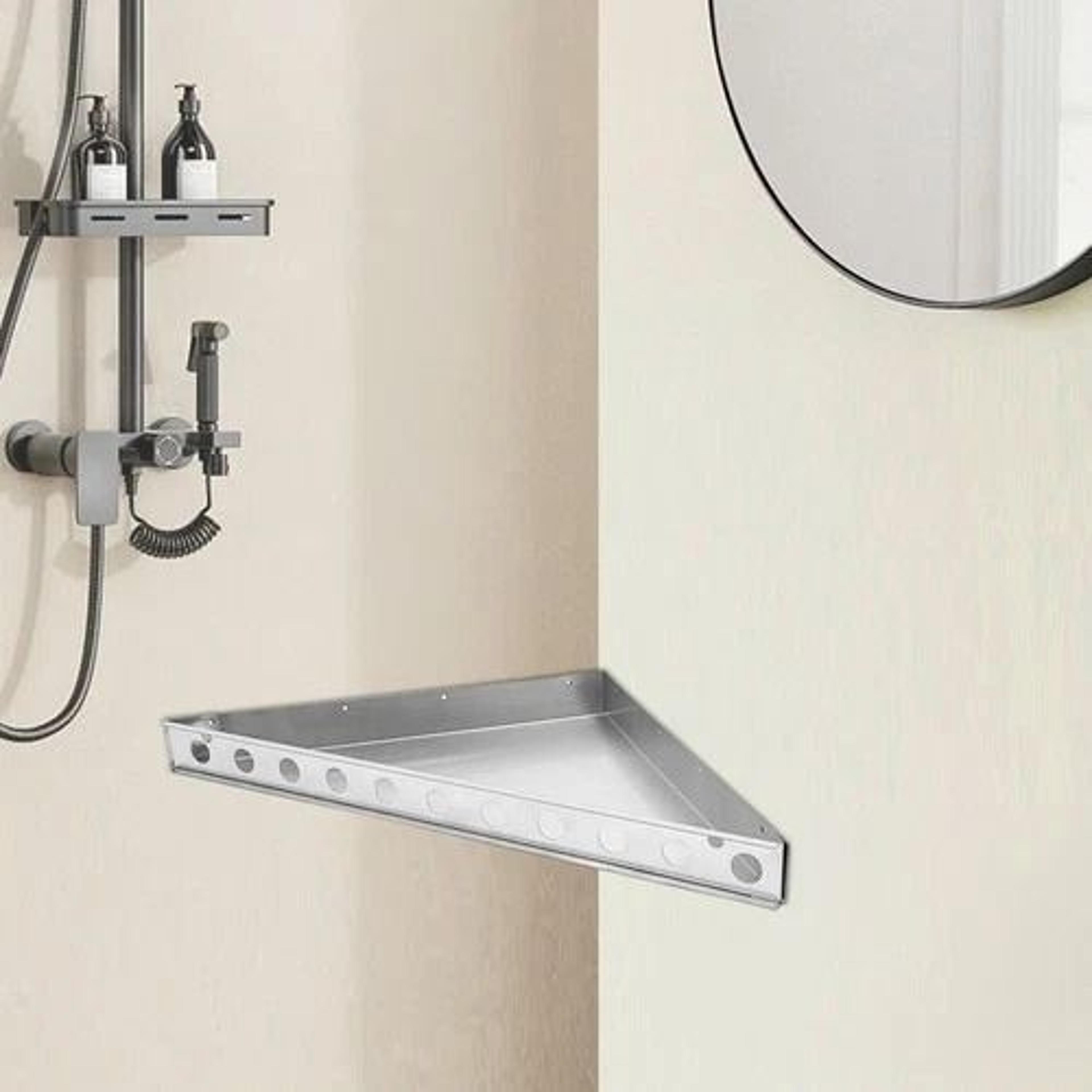 stainless steel shower corner shelf triangle bathroom organizer rack with rust proof support