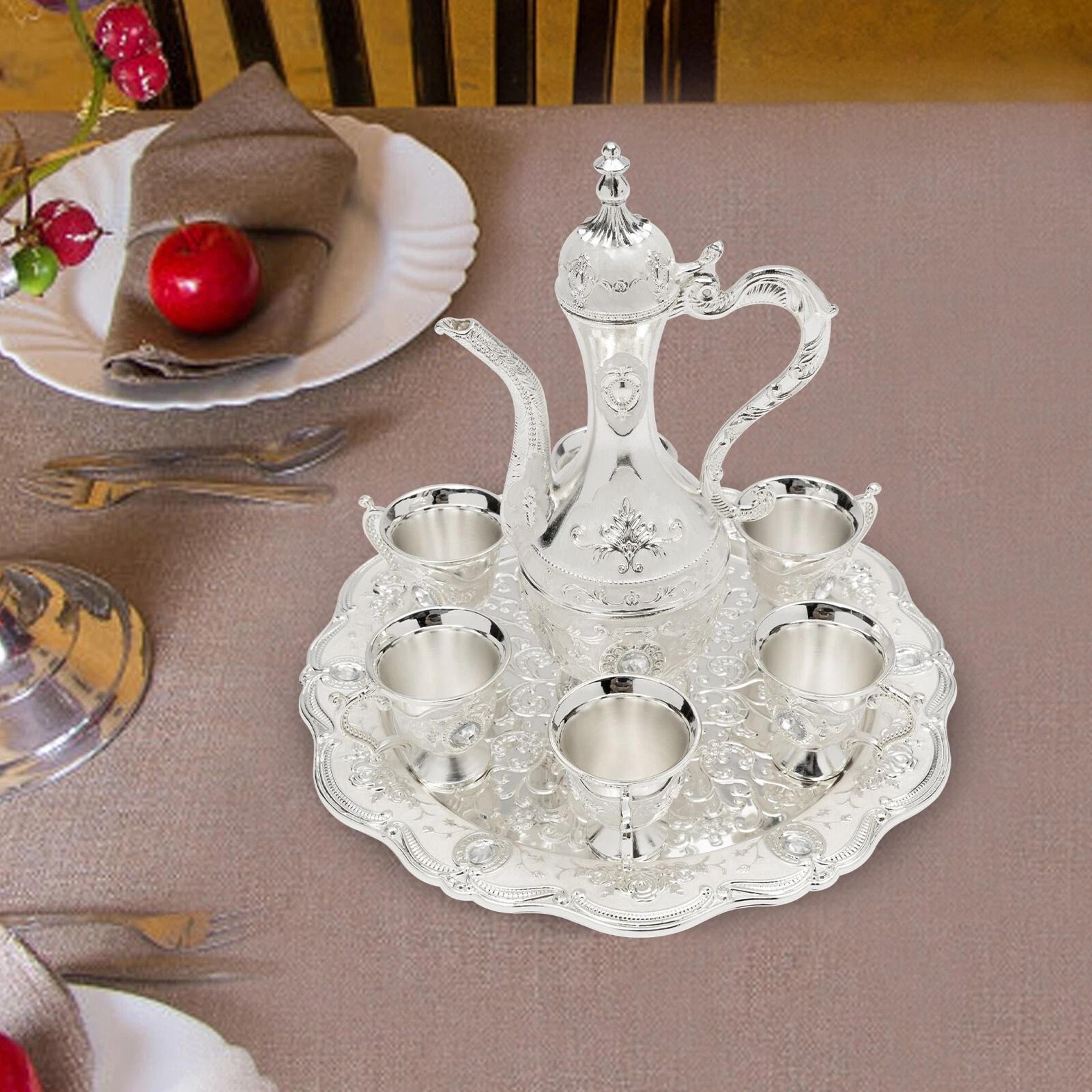vintage tea & coffee serving set with pot & cups decorative home decor