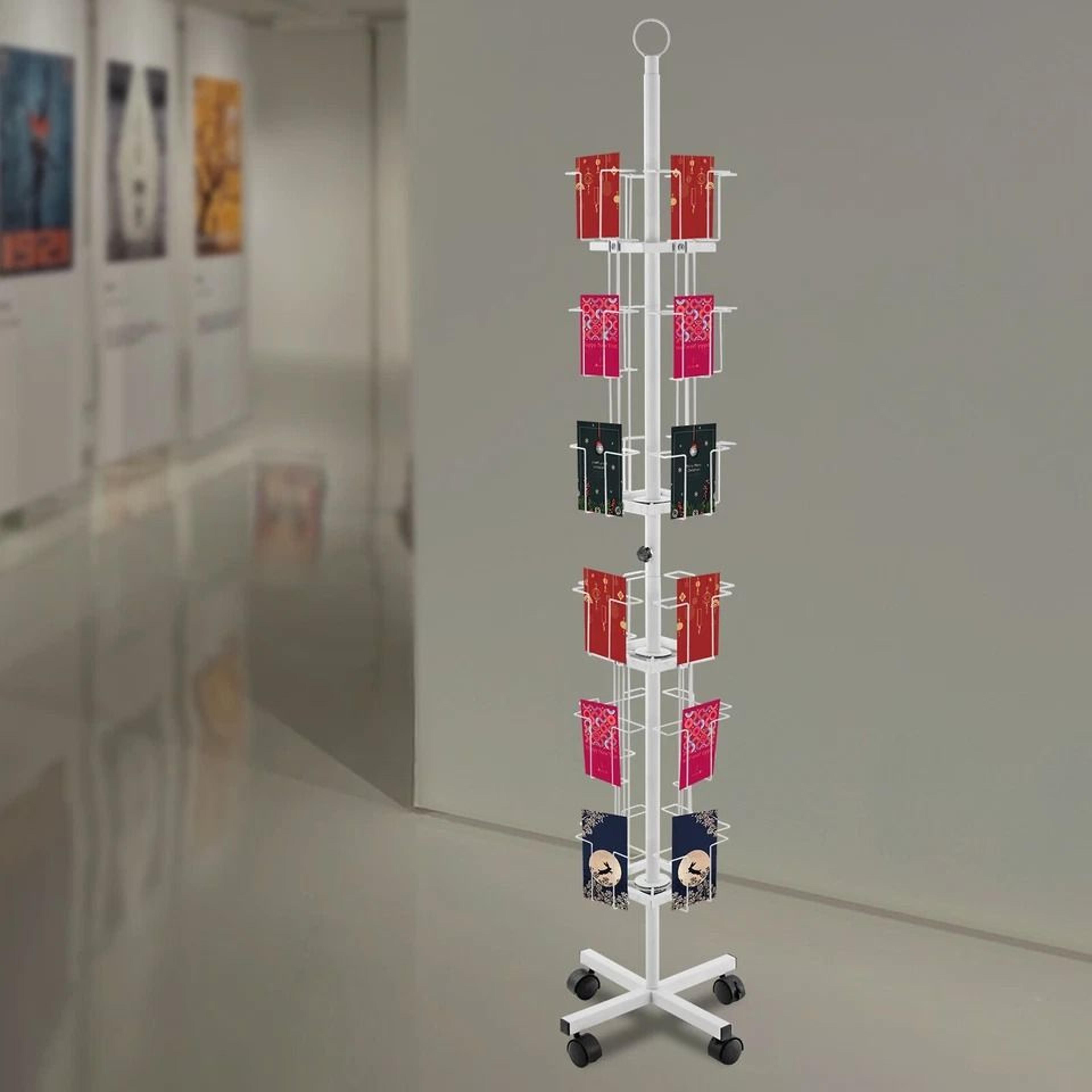 rotating greeting card display stand pocket floor rack organizer