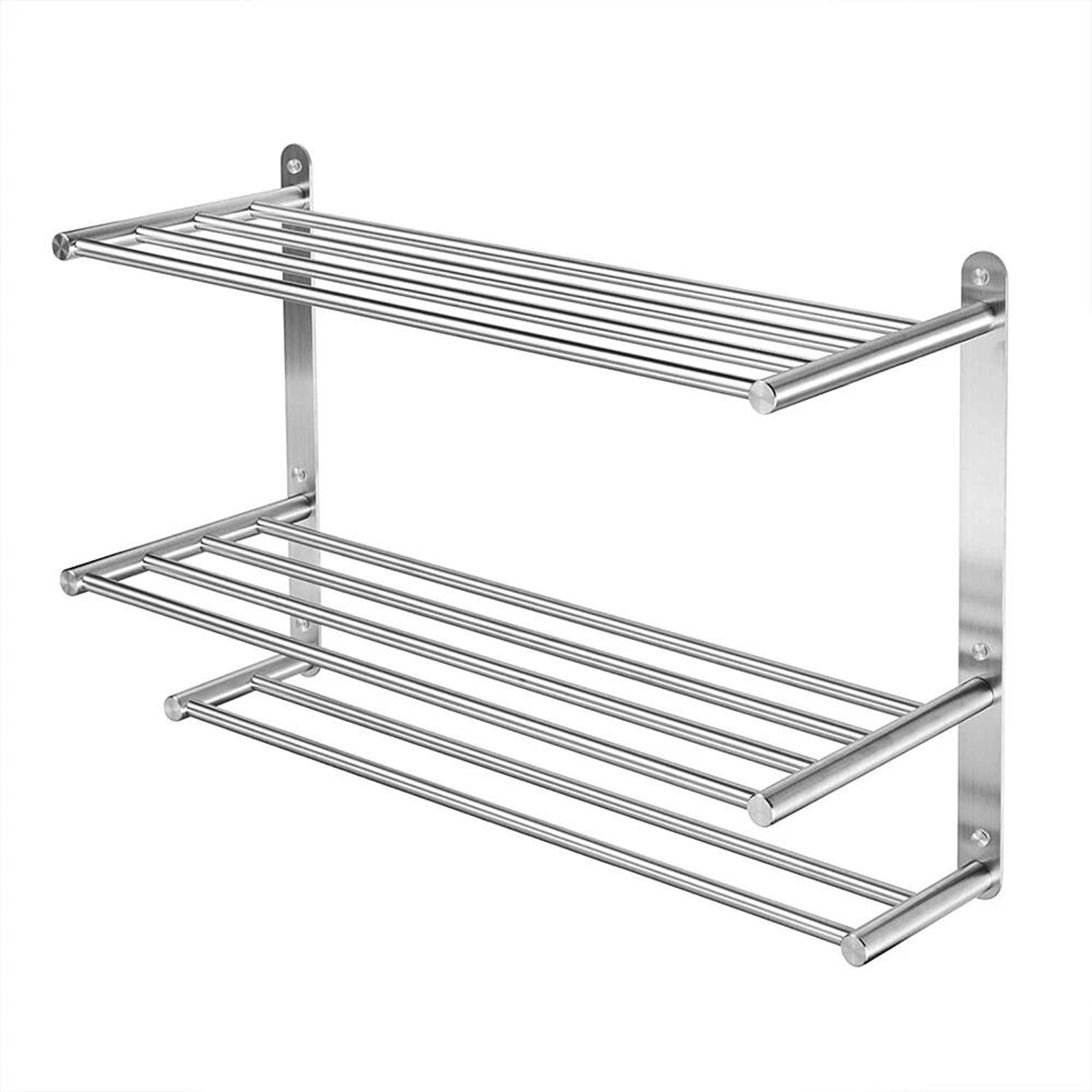 stainless steel towel rack wall mounted bathroom storage shelf