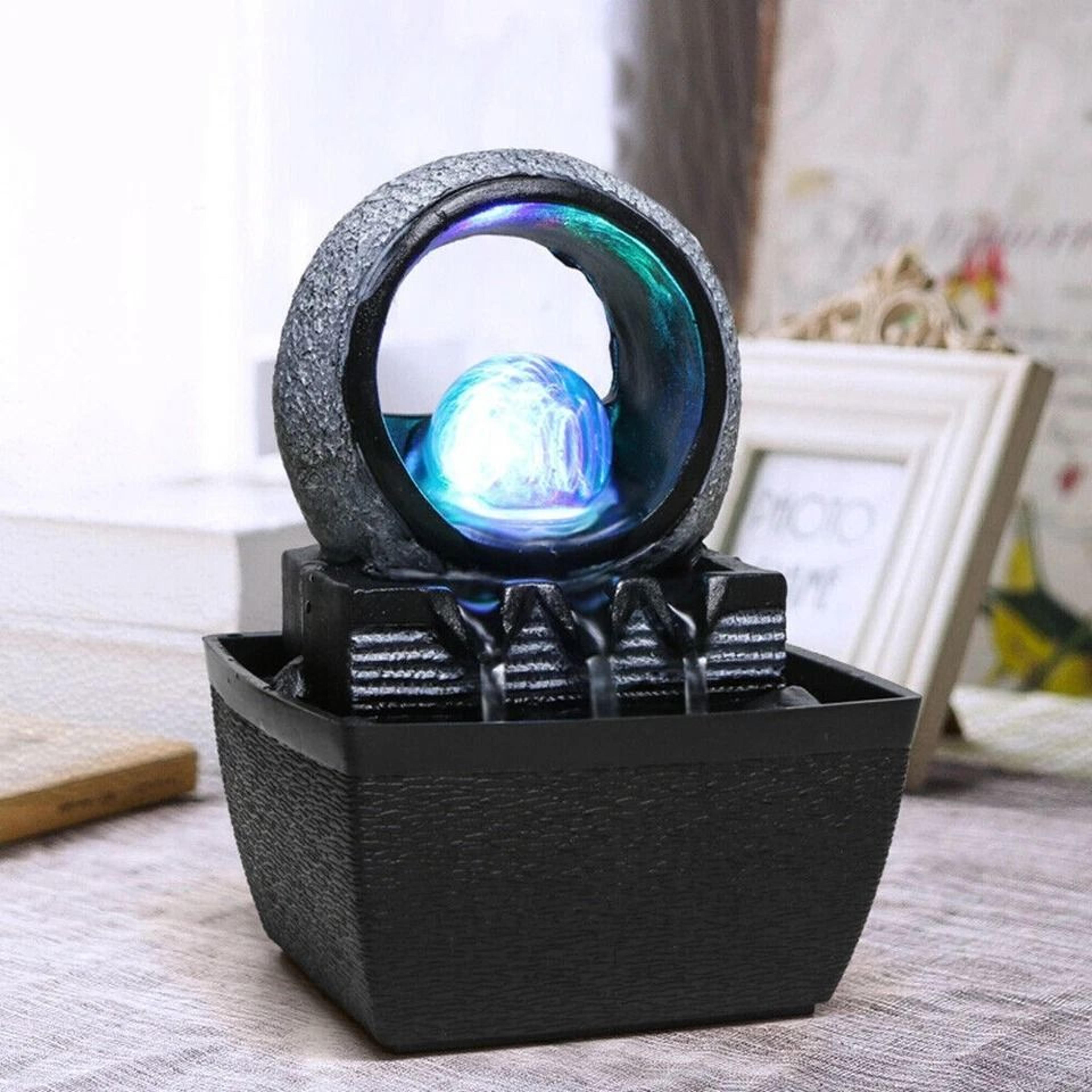 zen tabletop water fountain with led light for calm indoor decor