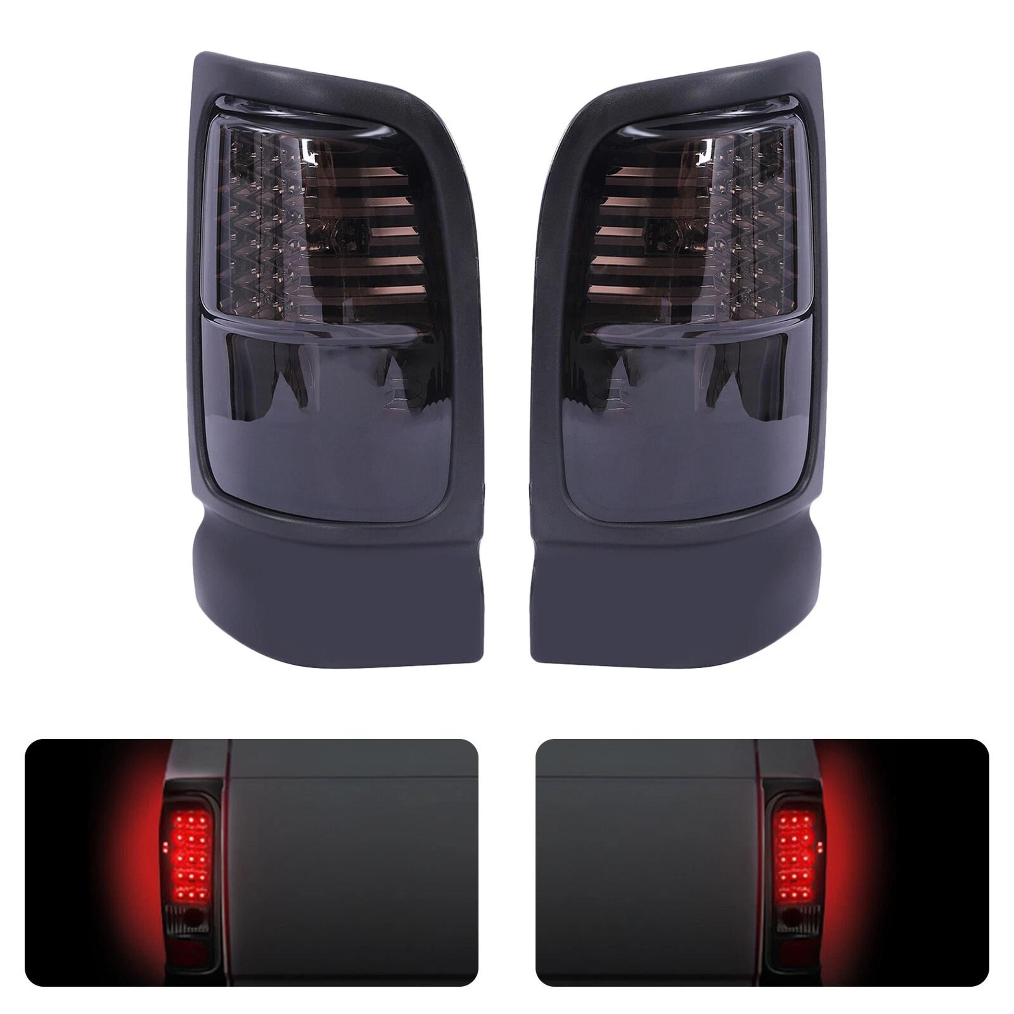 smoked black led tail lights pair for dodge ram