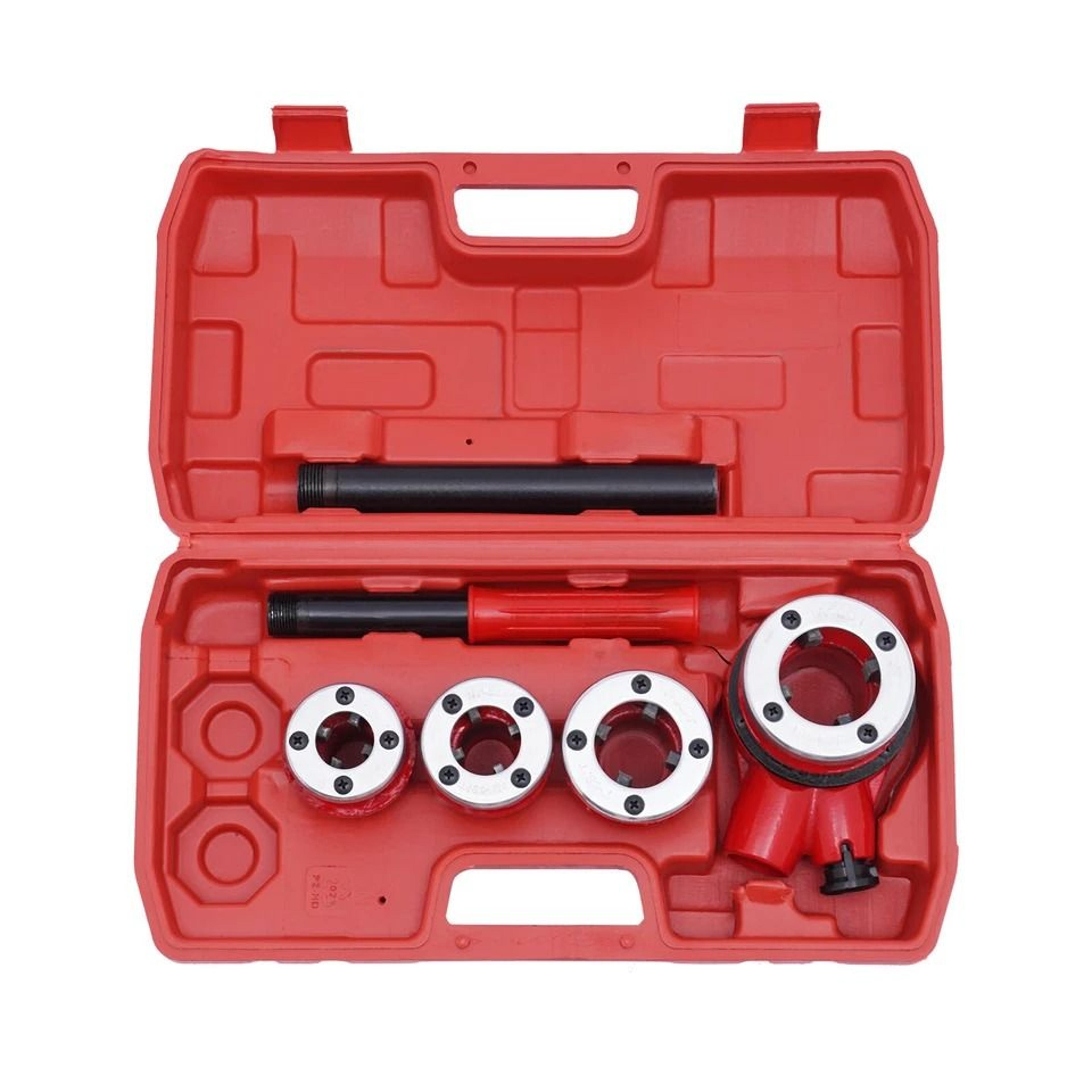 manual pipe threader & ratchet pipe threading with bspt die head set – pro plumbing tool