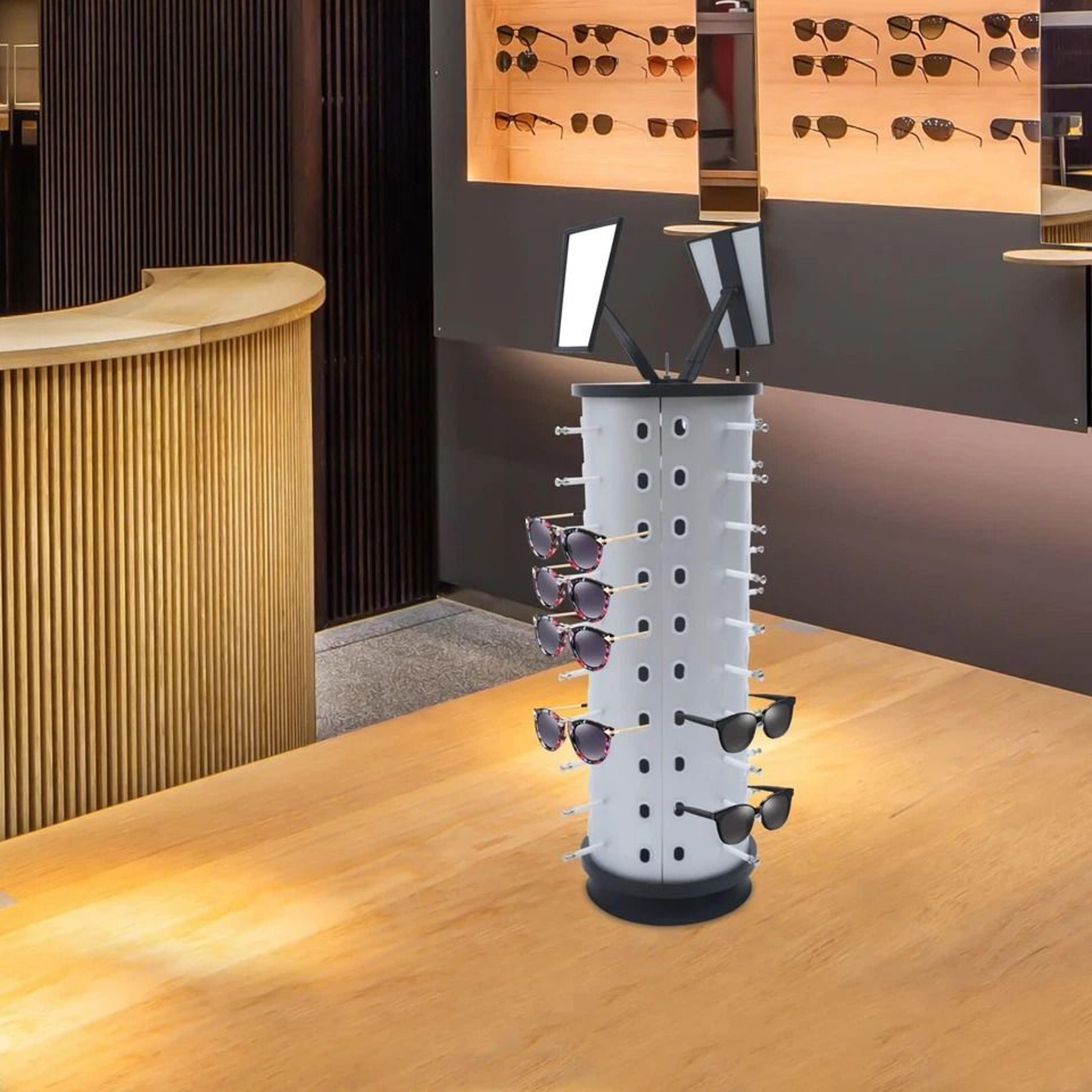 rotating sunglass display rack with mirrors freestanding glasses stand