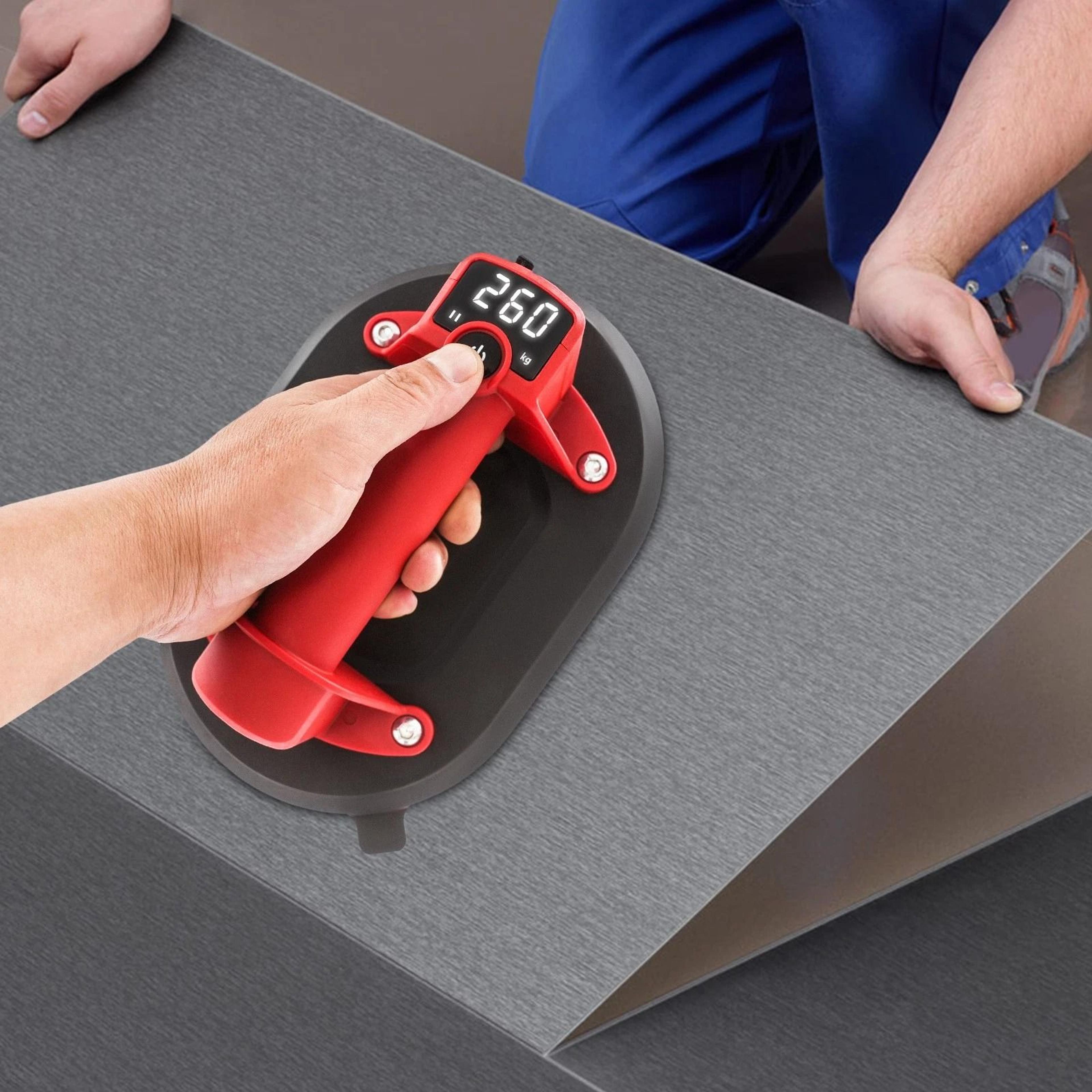 premium battery powered electric suction cup lifter with digital display glass & tile lifting tool