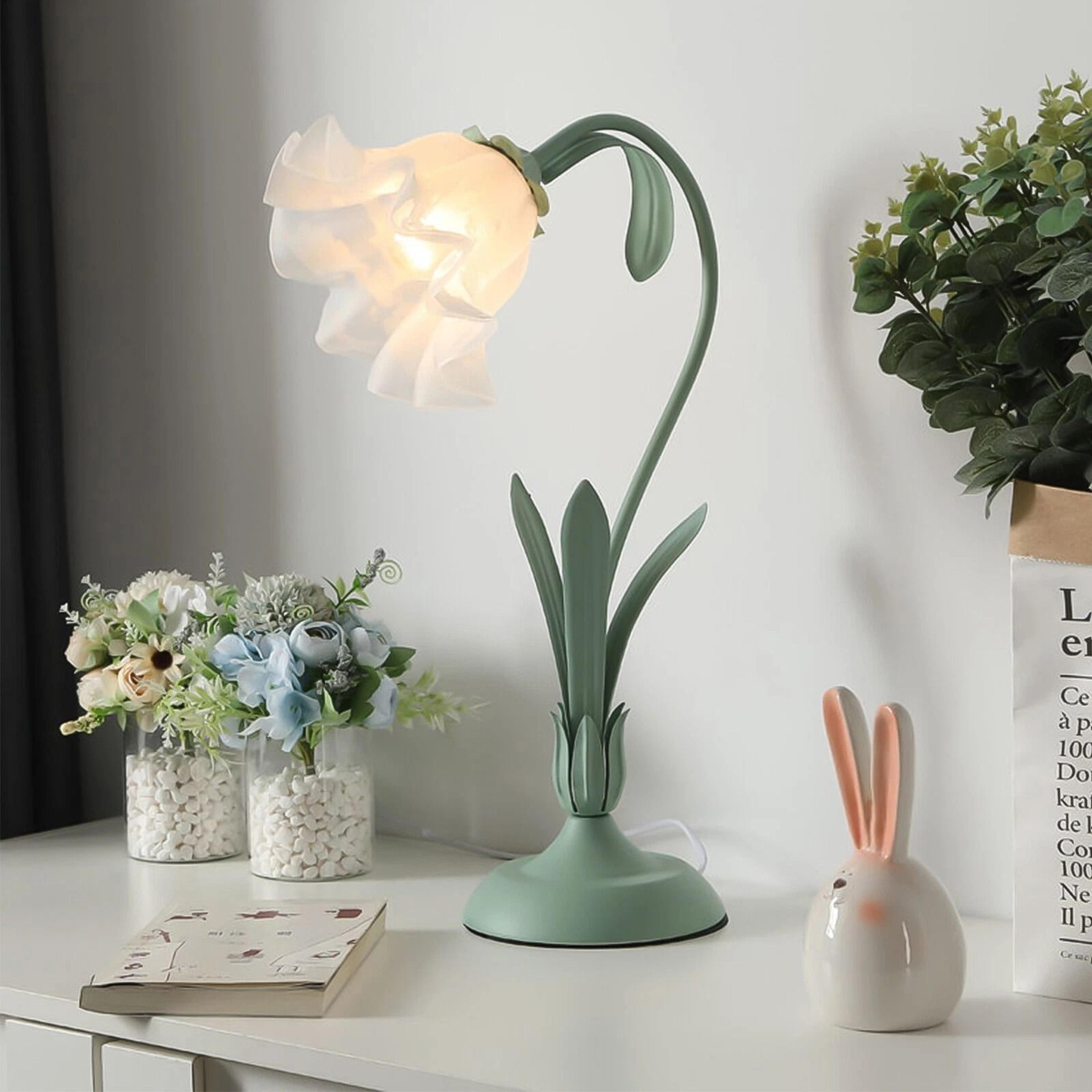 elegant floral stained glass tiffany style table lamp decorative bedside desk light