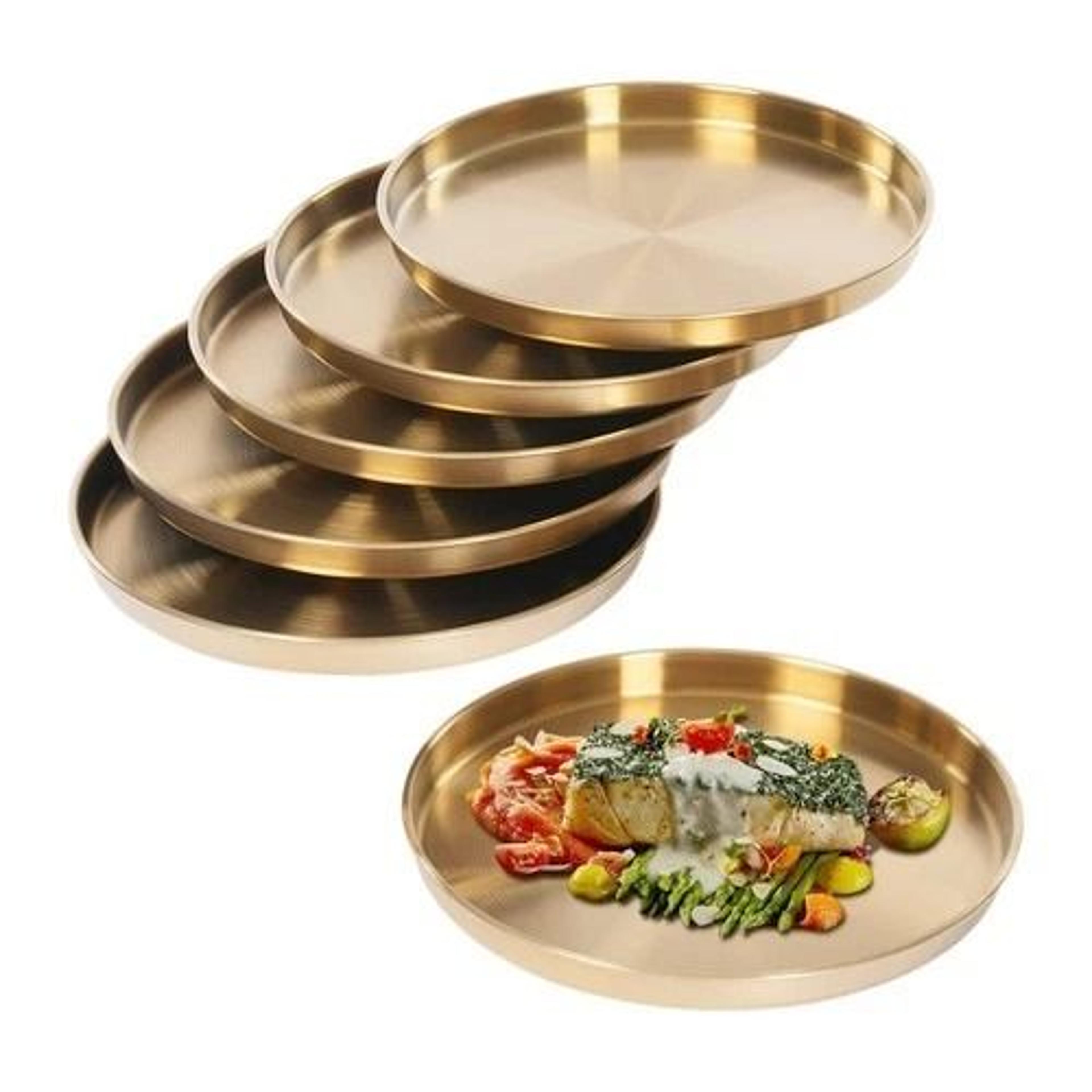 stainless steel serving tray round decorative platter trays for home, parties & events