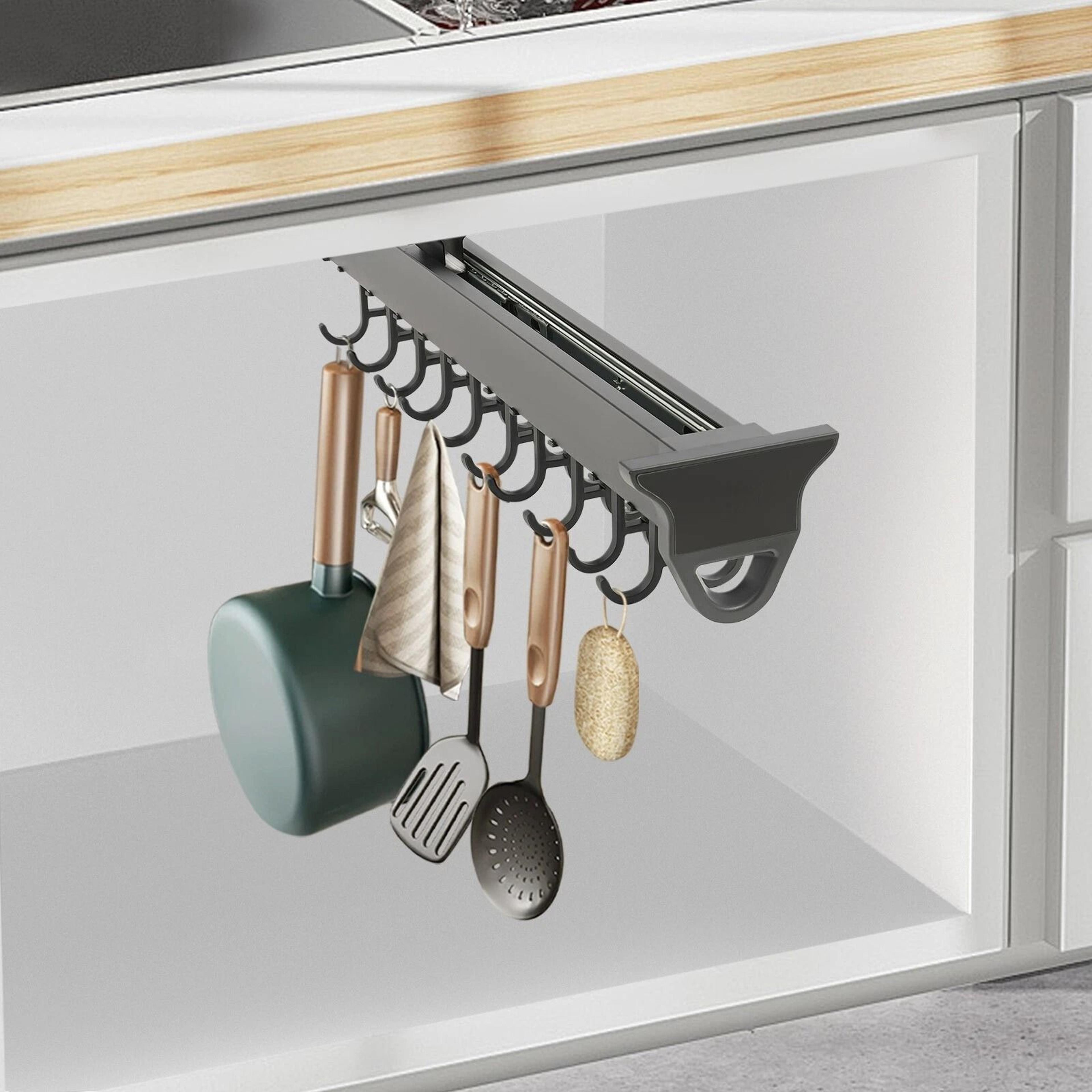 premium pull out wall organizer rack for brooms & mops hook broom mop storage rack