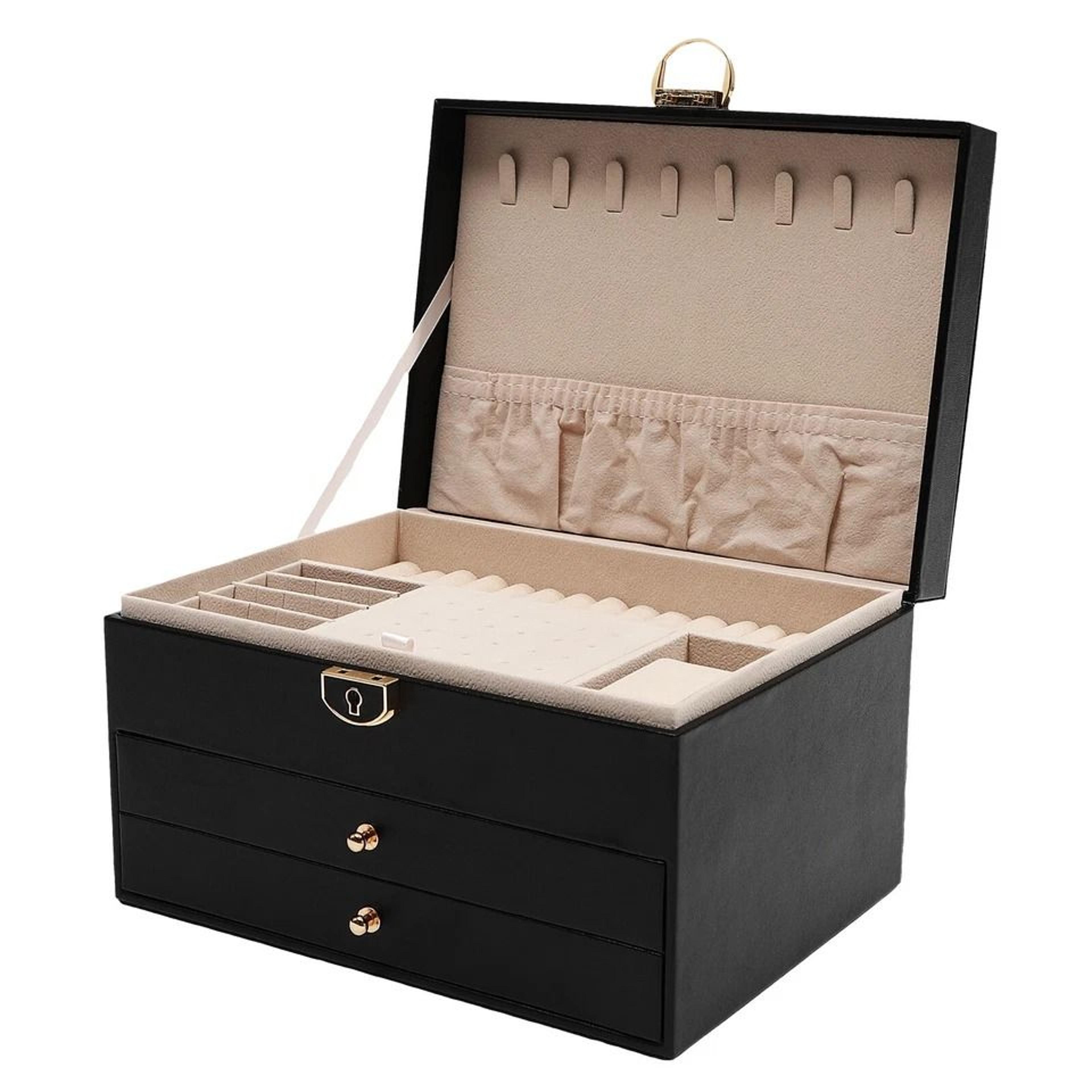 lockable jewelry box organizer with velvet lining