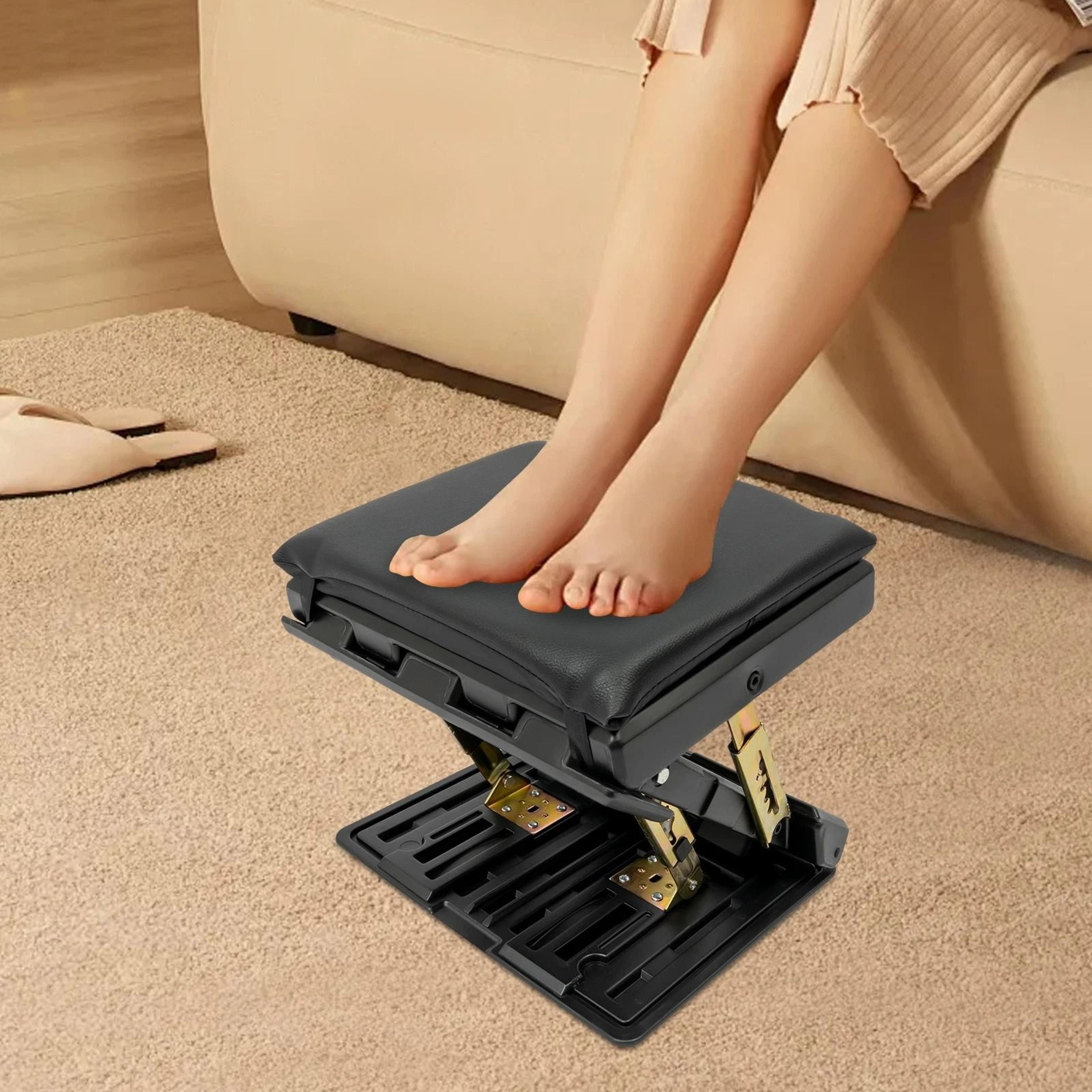 adjustable footstool with soft pvc leather pad