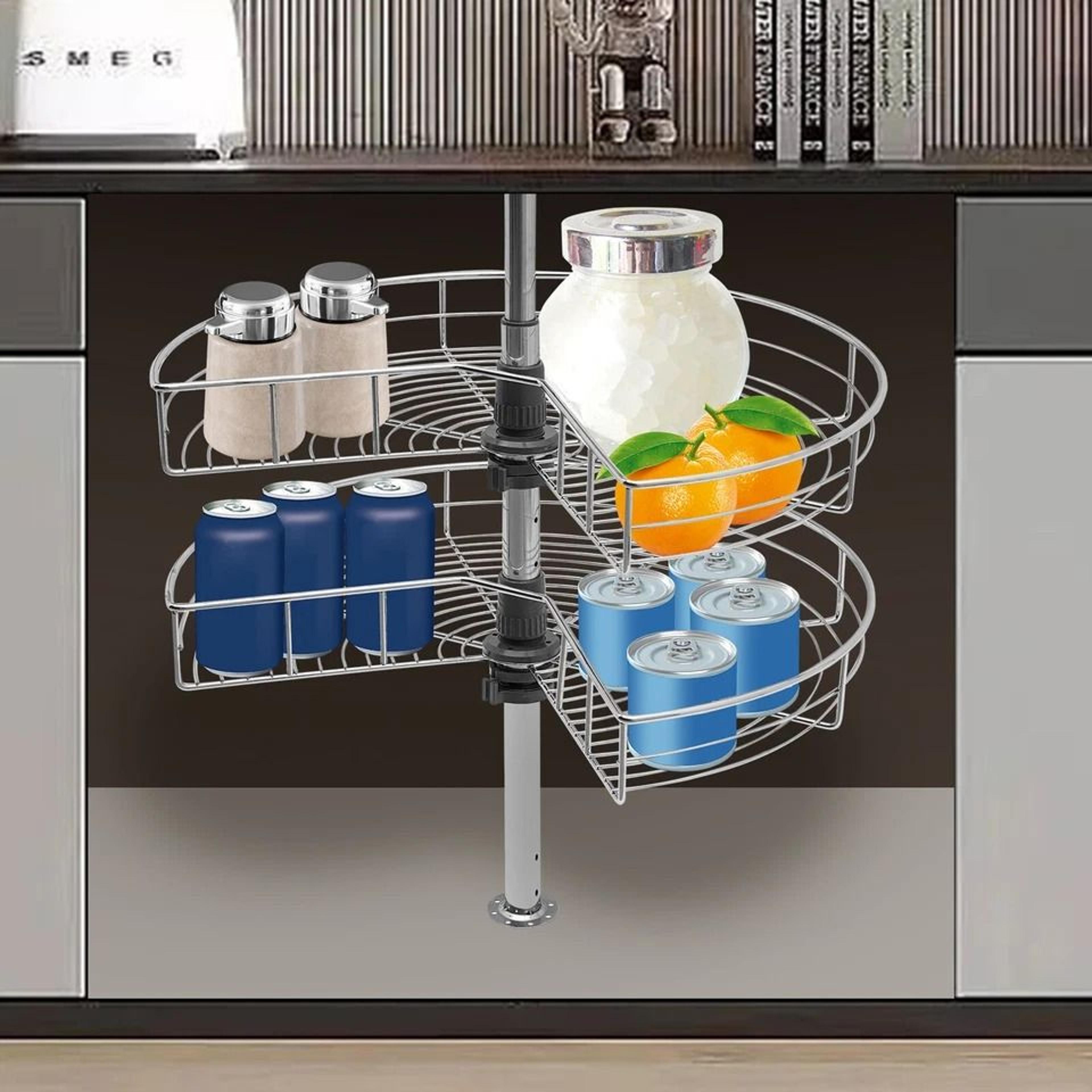 kidney shaped lazy susan shelf corner cabinet organizer