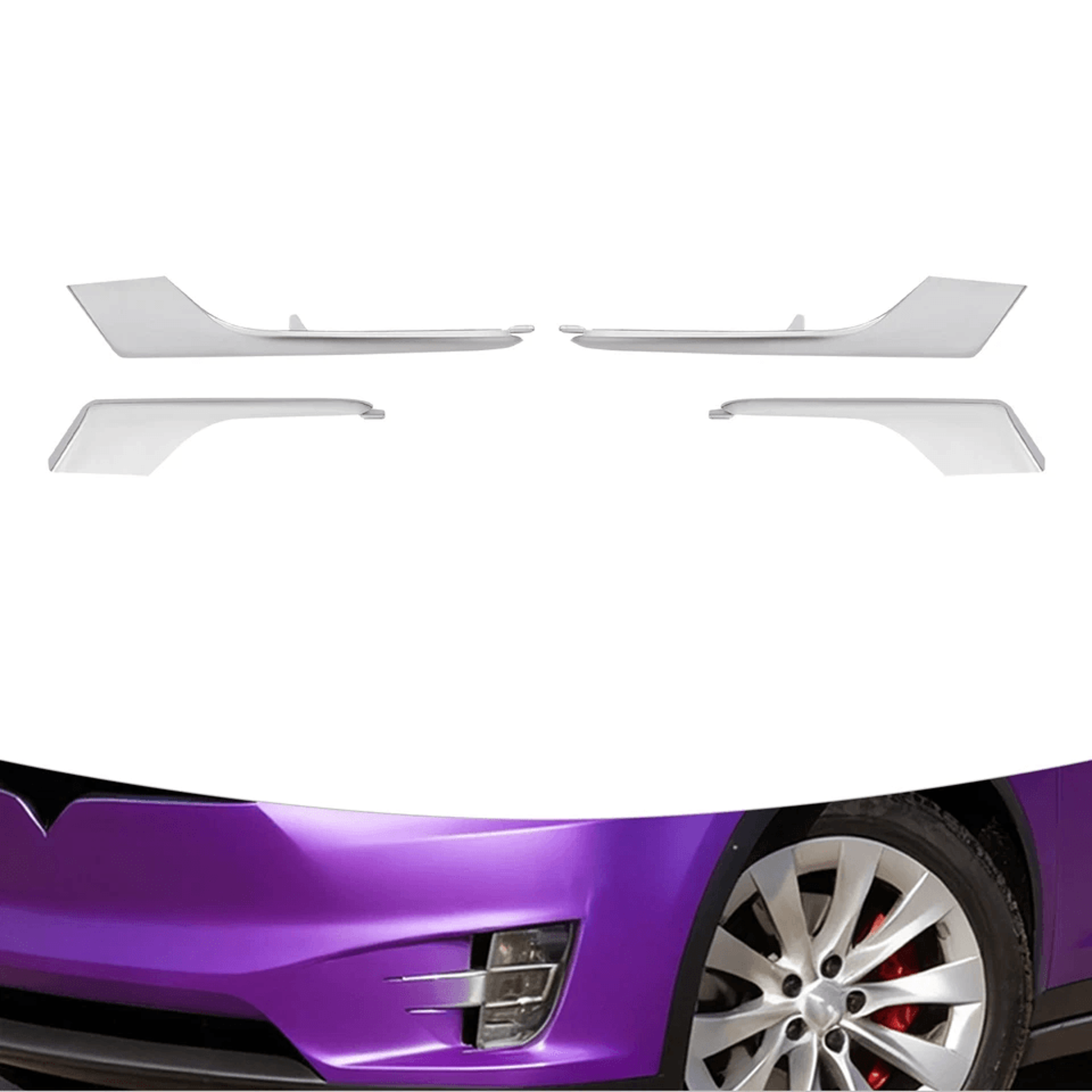 tesla model x fog light chrome trim front bumper molding