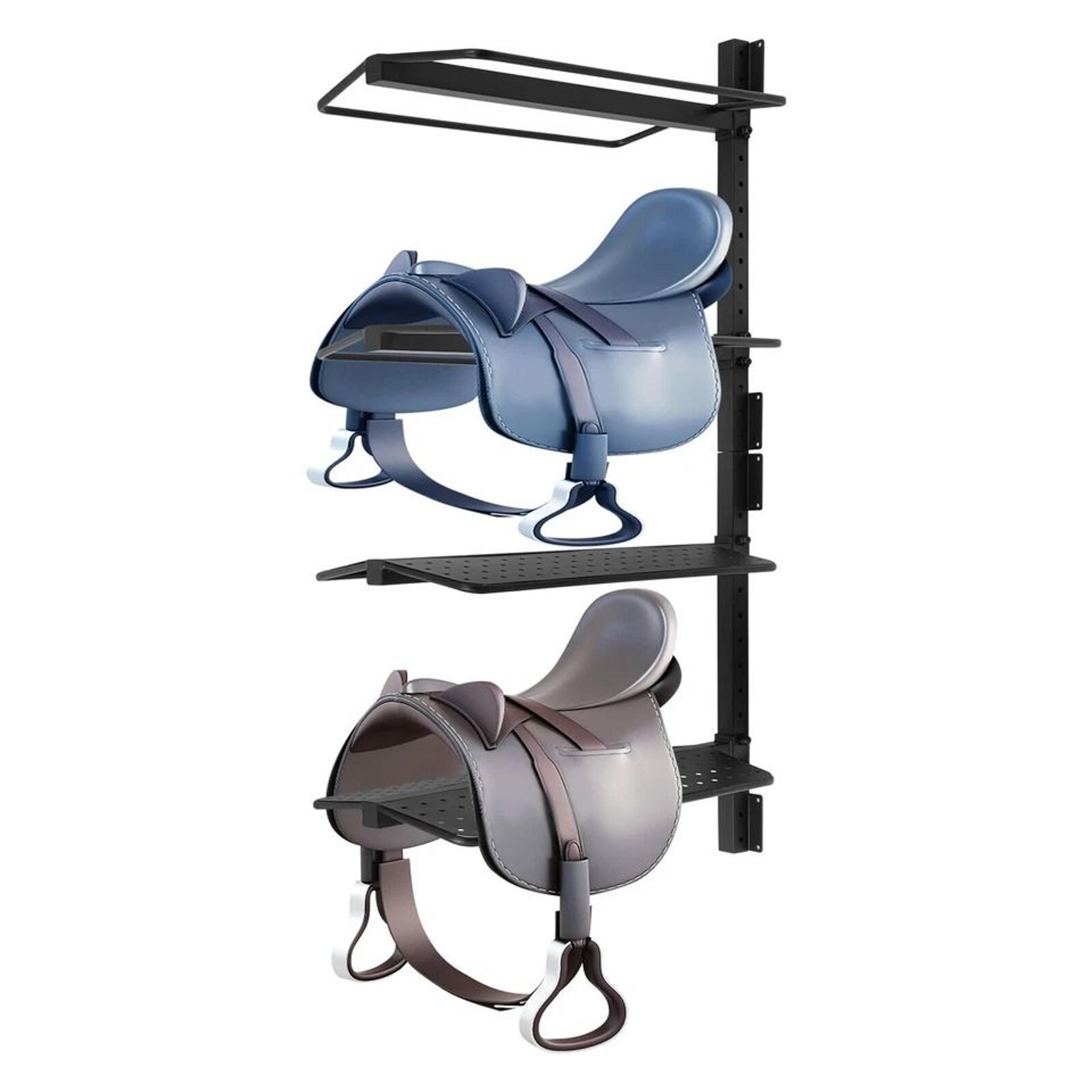tier wall mounted steel saddle rack for adjustable horse tack storage