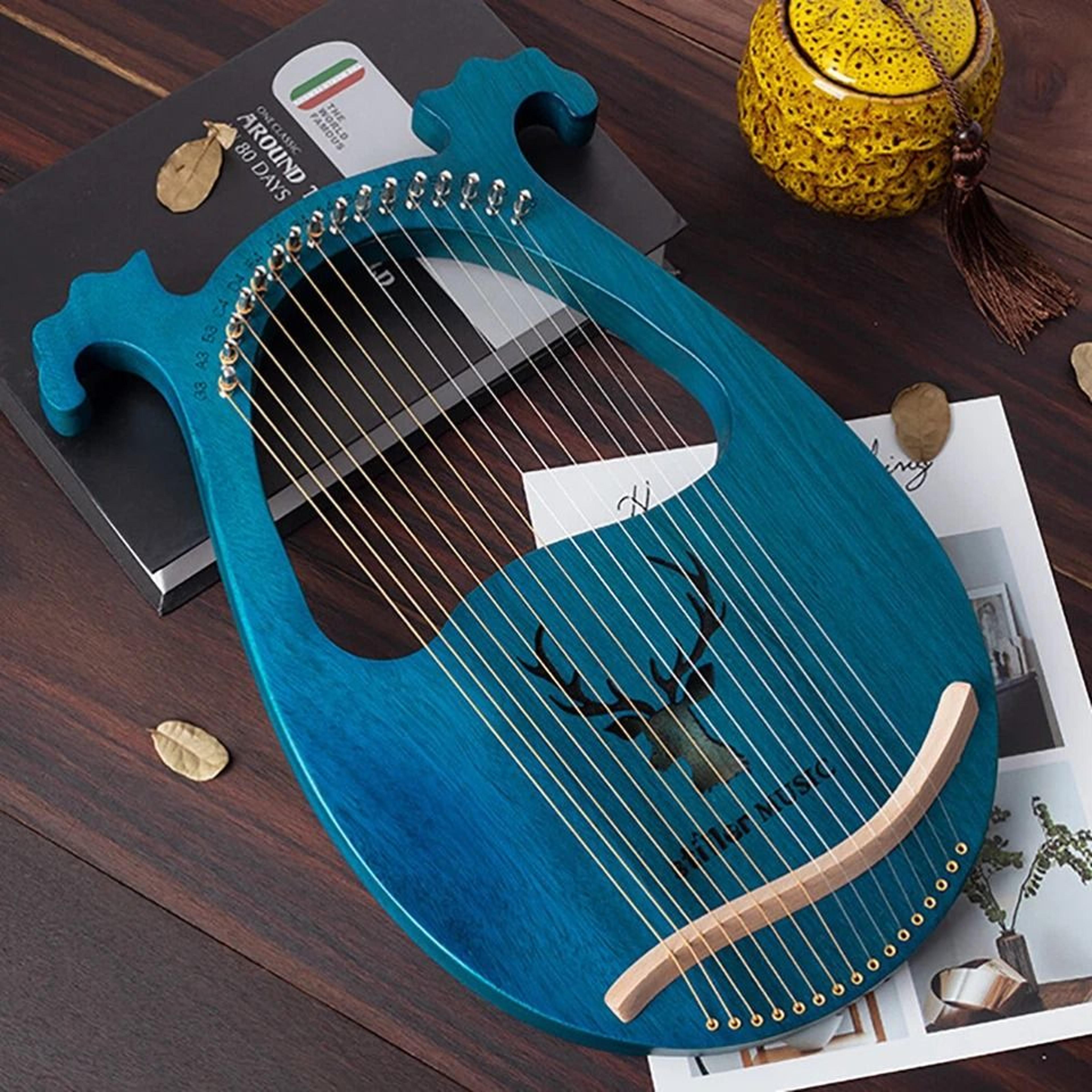 string lyre harp solid mahogany beginner harp with tuning wrench