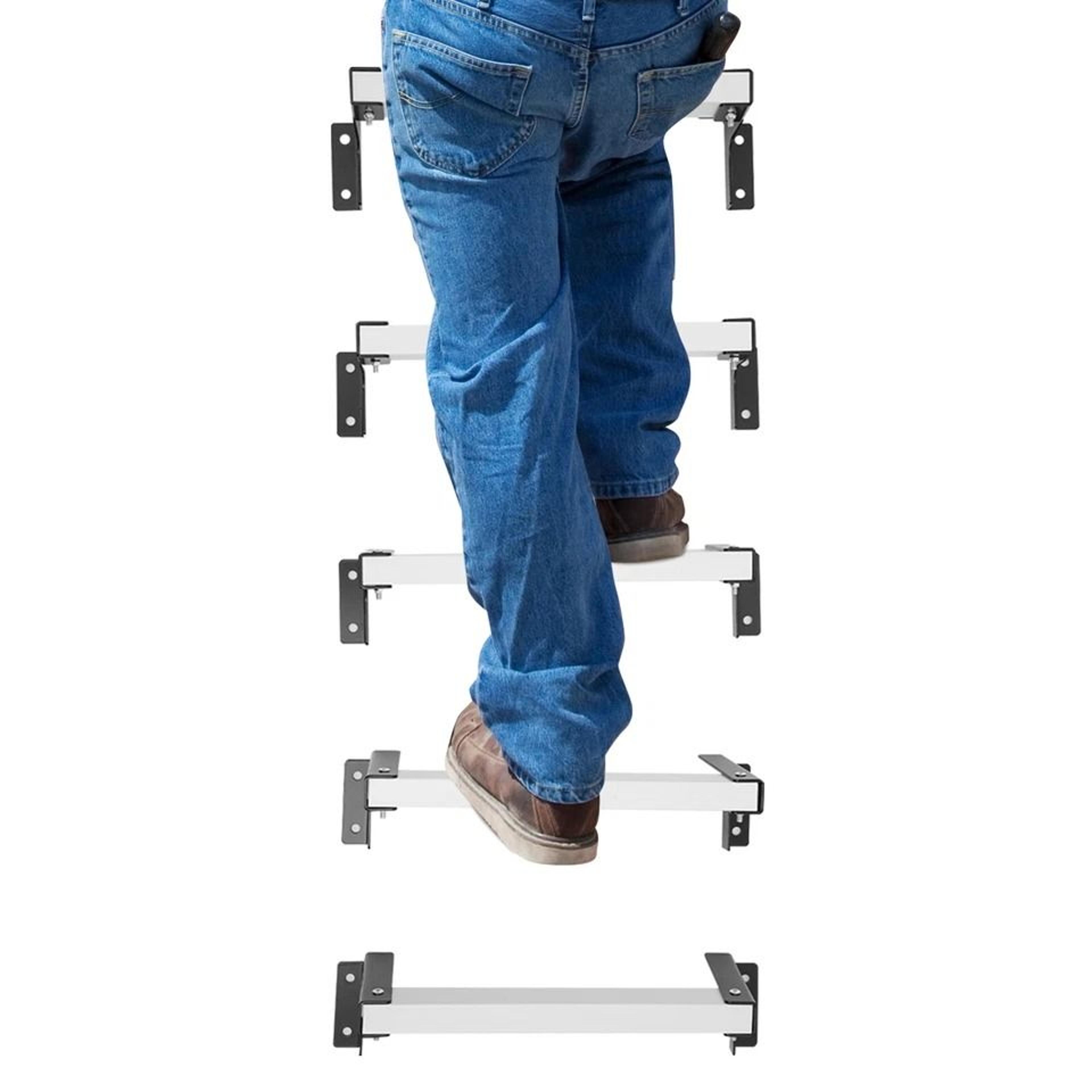 adjustable wall mounted window well egress ladder for basement fire escape