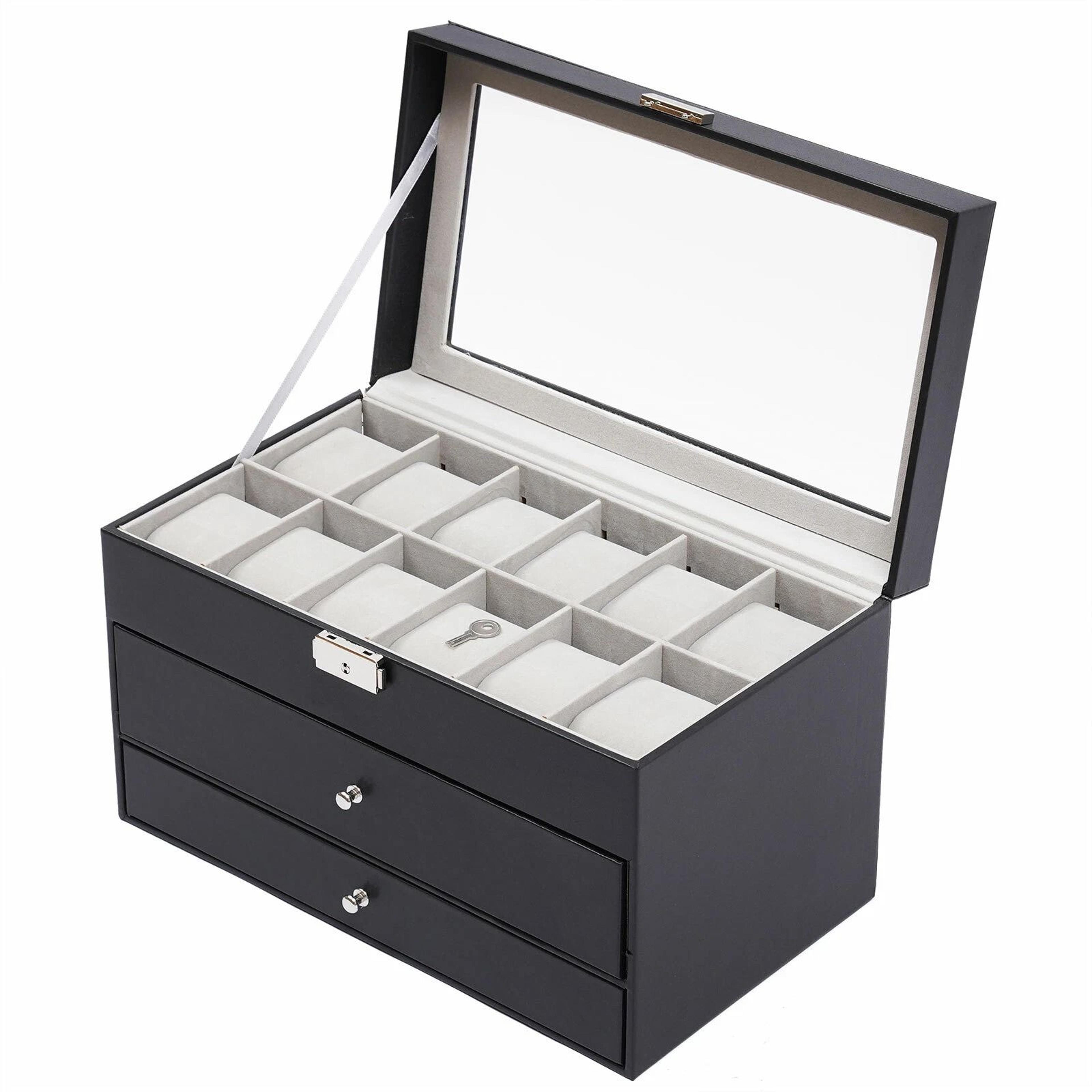 watch box with slot jewelry organizer and sunglass storage case
