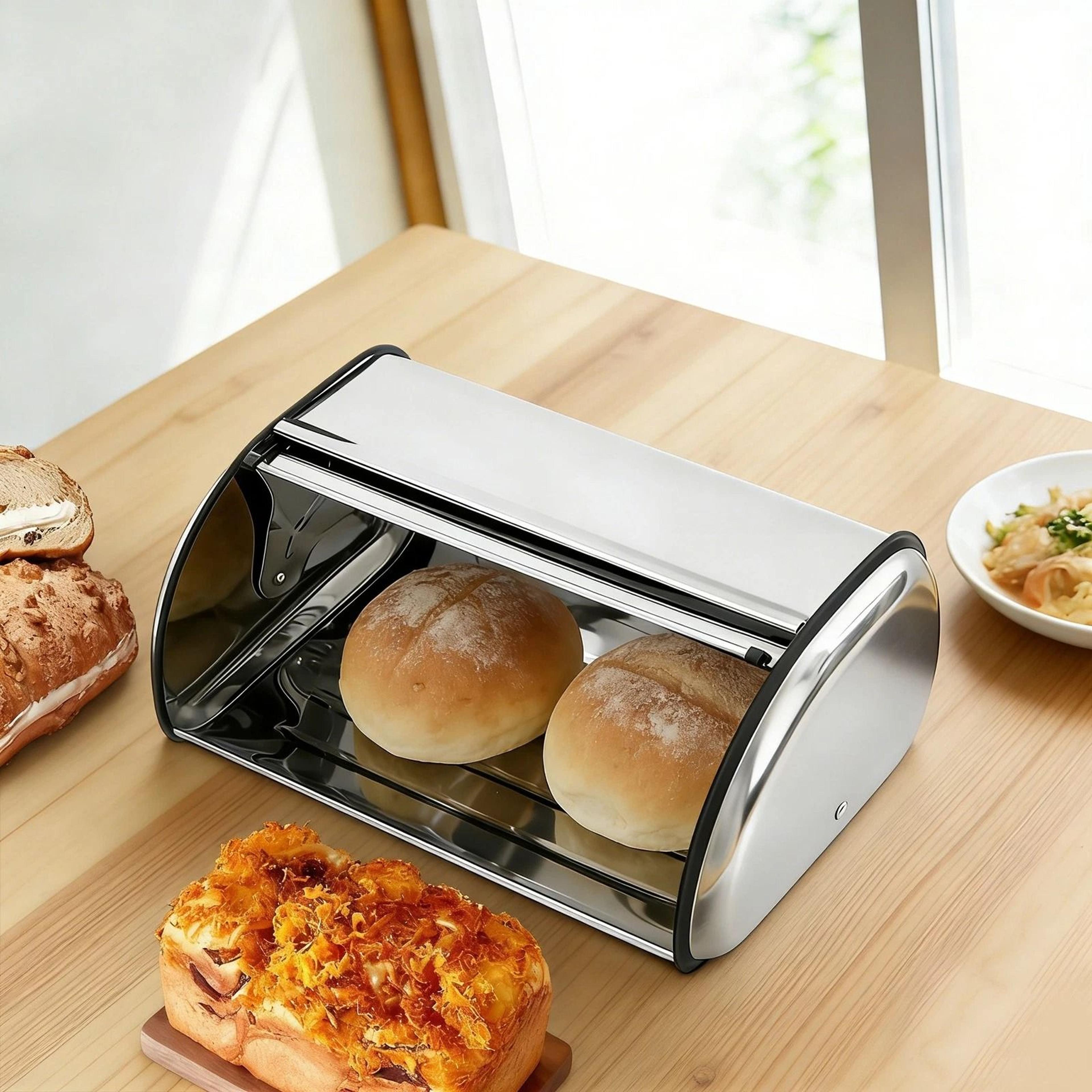 stainless steel bread box for kitchen counter fresh bread storage container